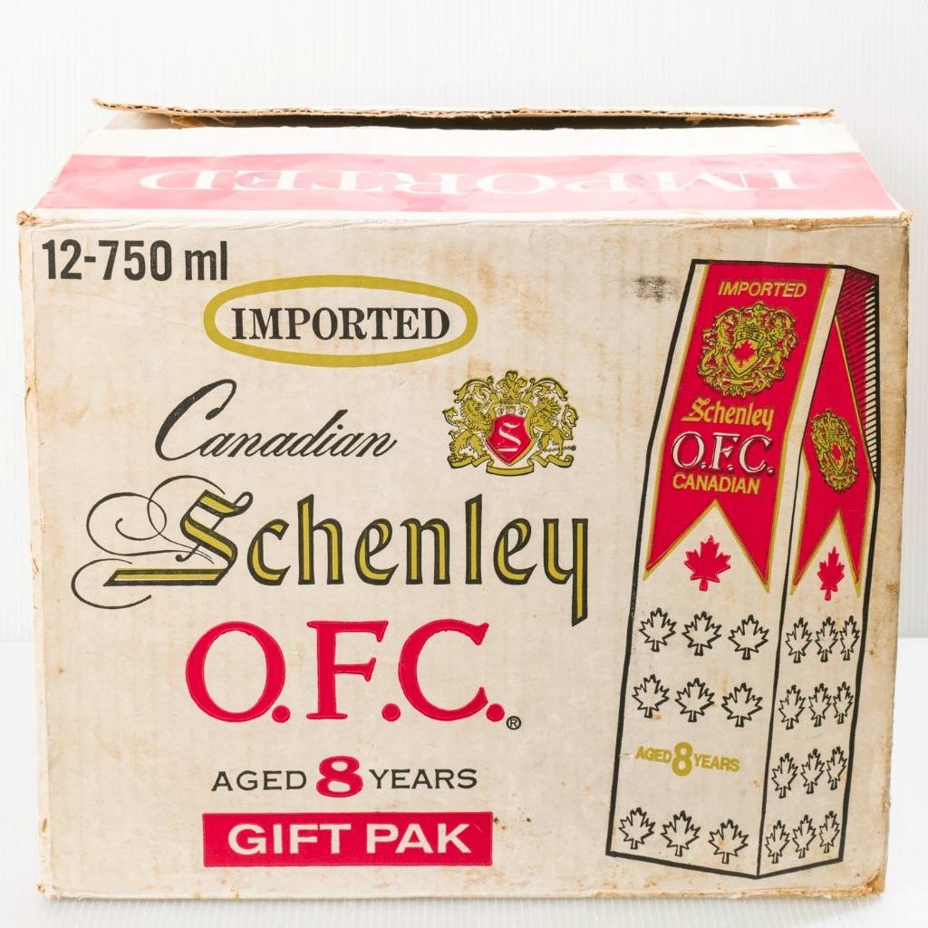 Vintage Canadian Schenley OFC 8 Year Whisky Cardboard Shipping Box Crate 1984