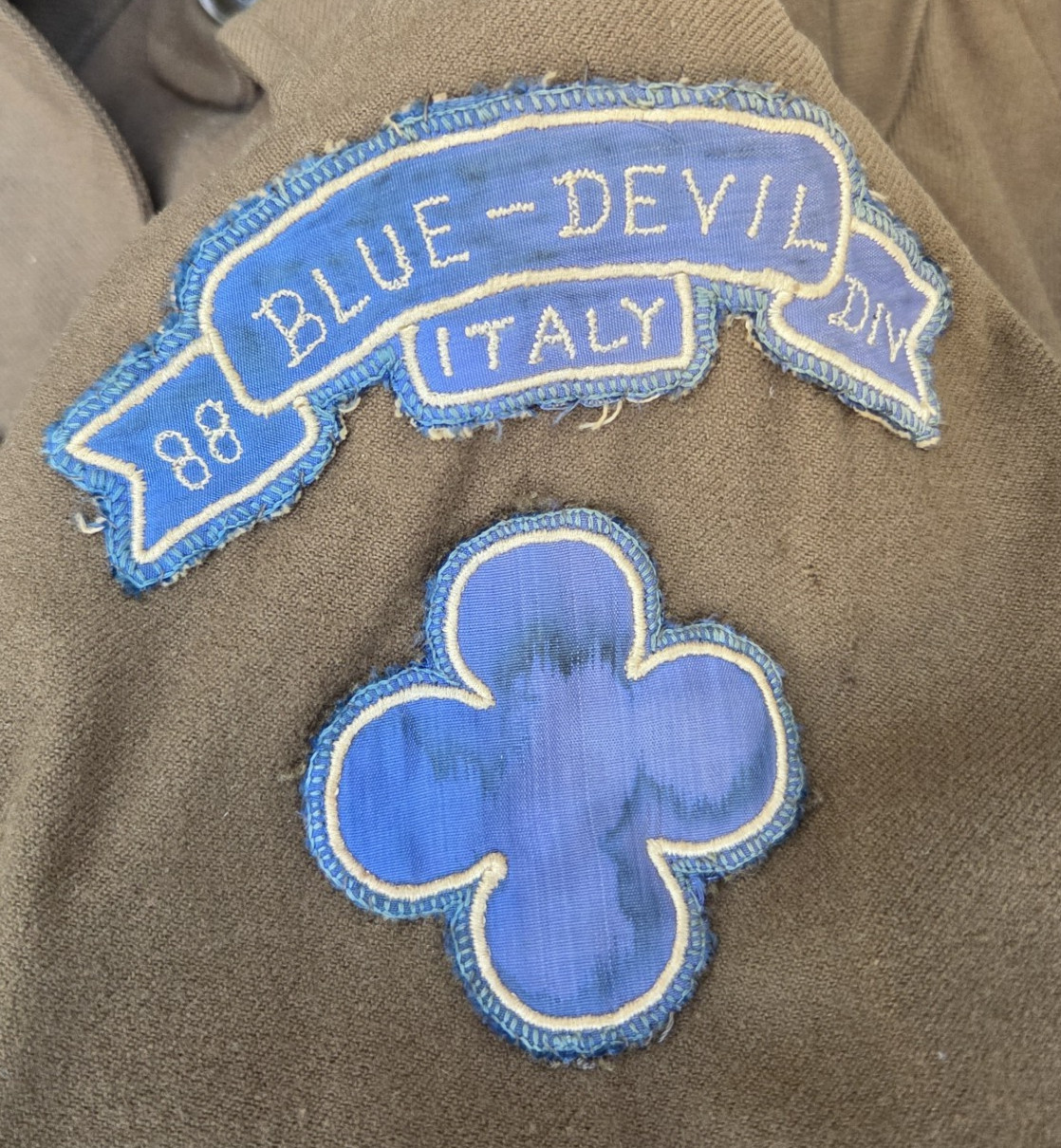 1944 WWII US Army 88th Infantry 349th BLUE-DEVILS Ike Jacket Theater Made Patch