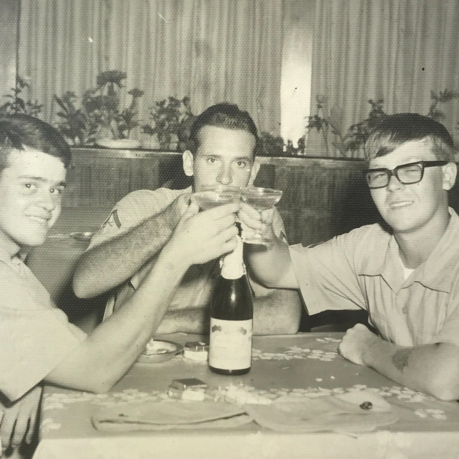 Vintage Black and White Photo Young Men China Sea Club Subic Bay Philippines