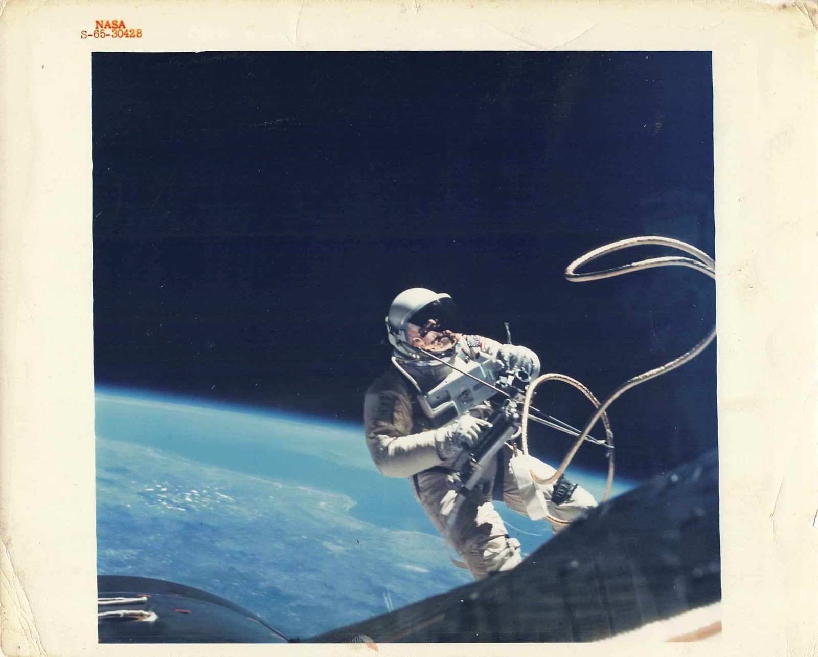 1965 NASA Gemini 4 Ed White First American Spacewalk Red Number Photo