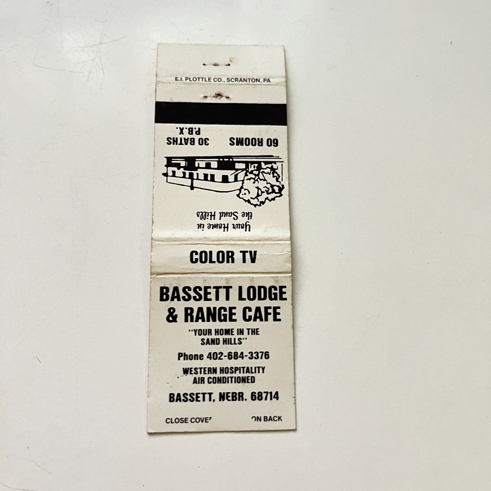 Bassett Lodge & Range Cafe Bassett NE Vintage Matchbook Cover TMB94-2
