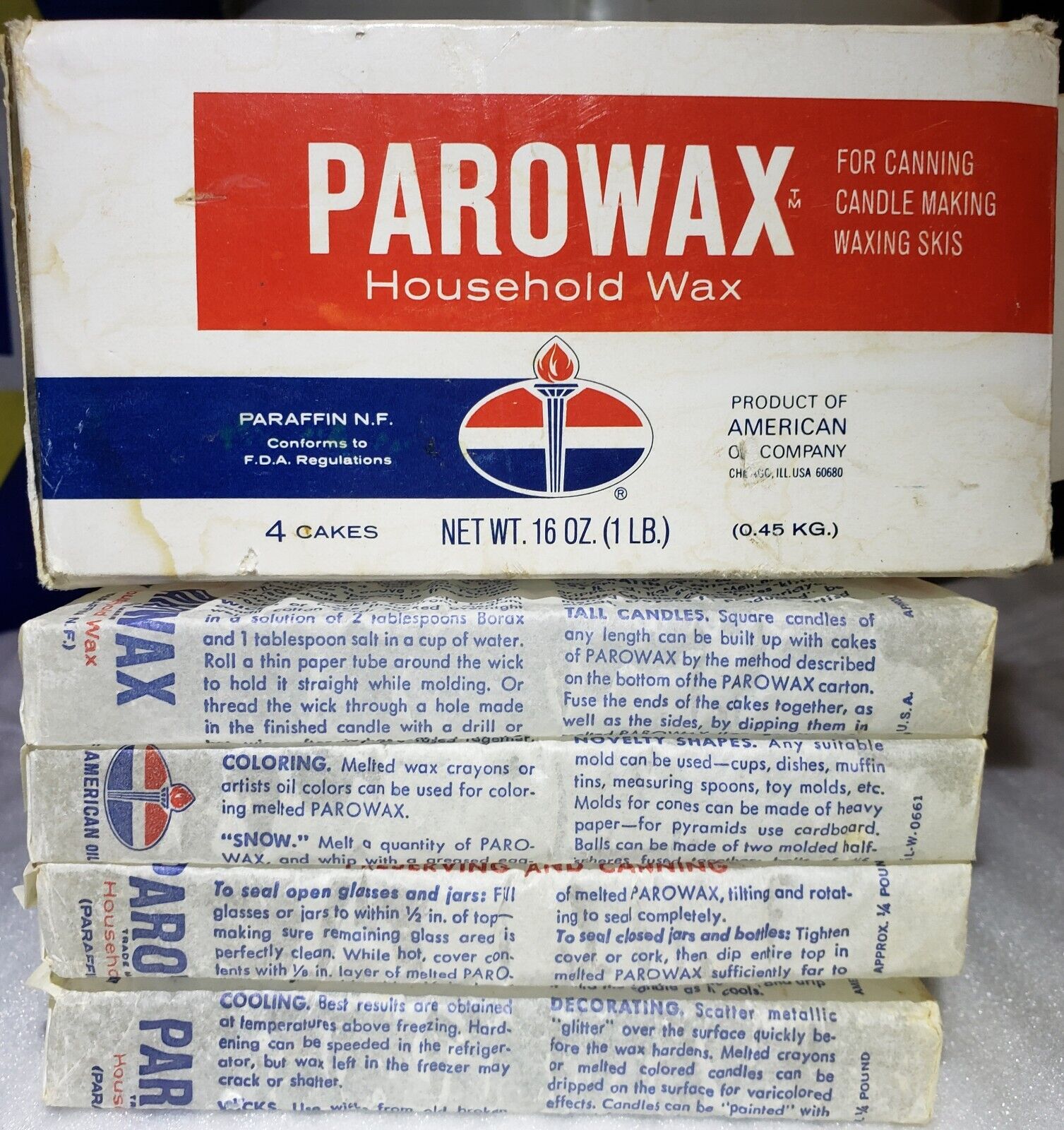 Vintage 1950’s Parowax Household Wax American Oil Company Candle Canning Skis