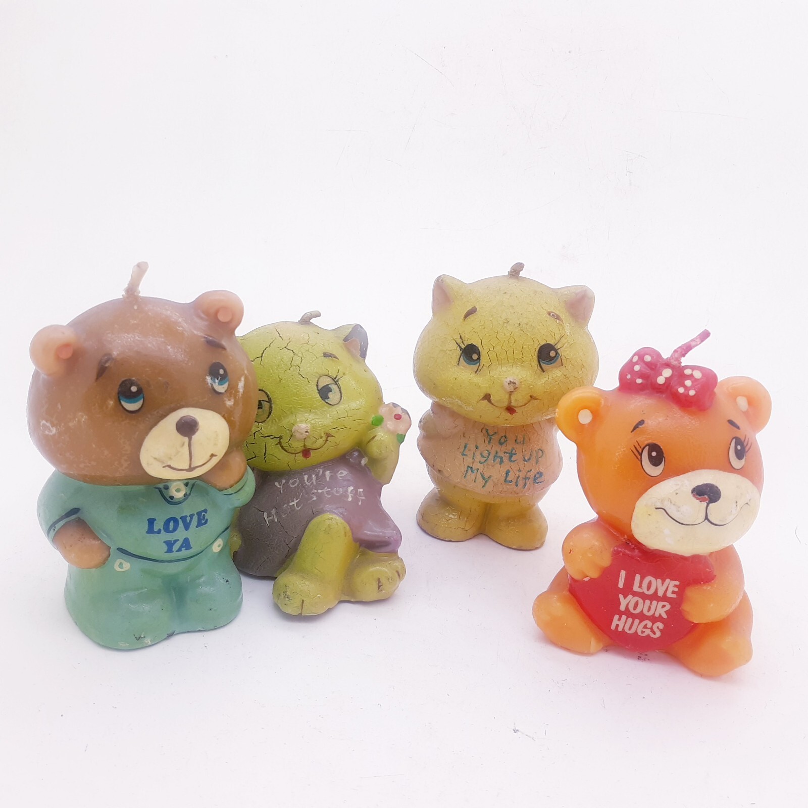 4 VTG Russ Candle Bear in pijama, I love hugs, light up my life, you're hot stuf 4 VTG Russ Candle Bear in pijama, I love hugs, light up my life, you're hot stuf