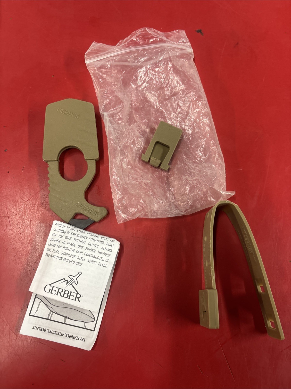 Gerber Seatbelt Cutter Tan Strap Rescue Hook IFAK SWAT