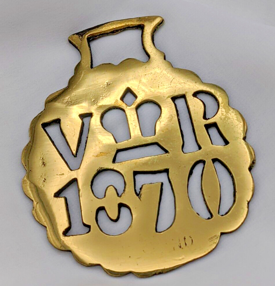 Brass Horse Medallion Vintage English Victoria Crown 1870 Pierced Show Parade
