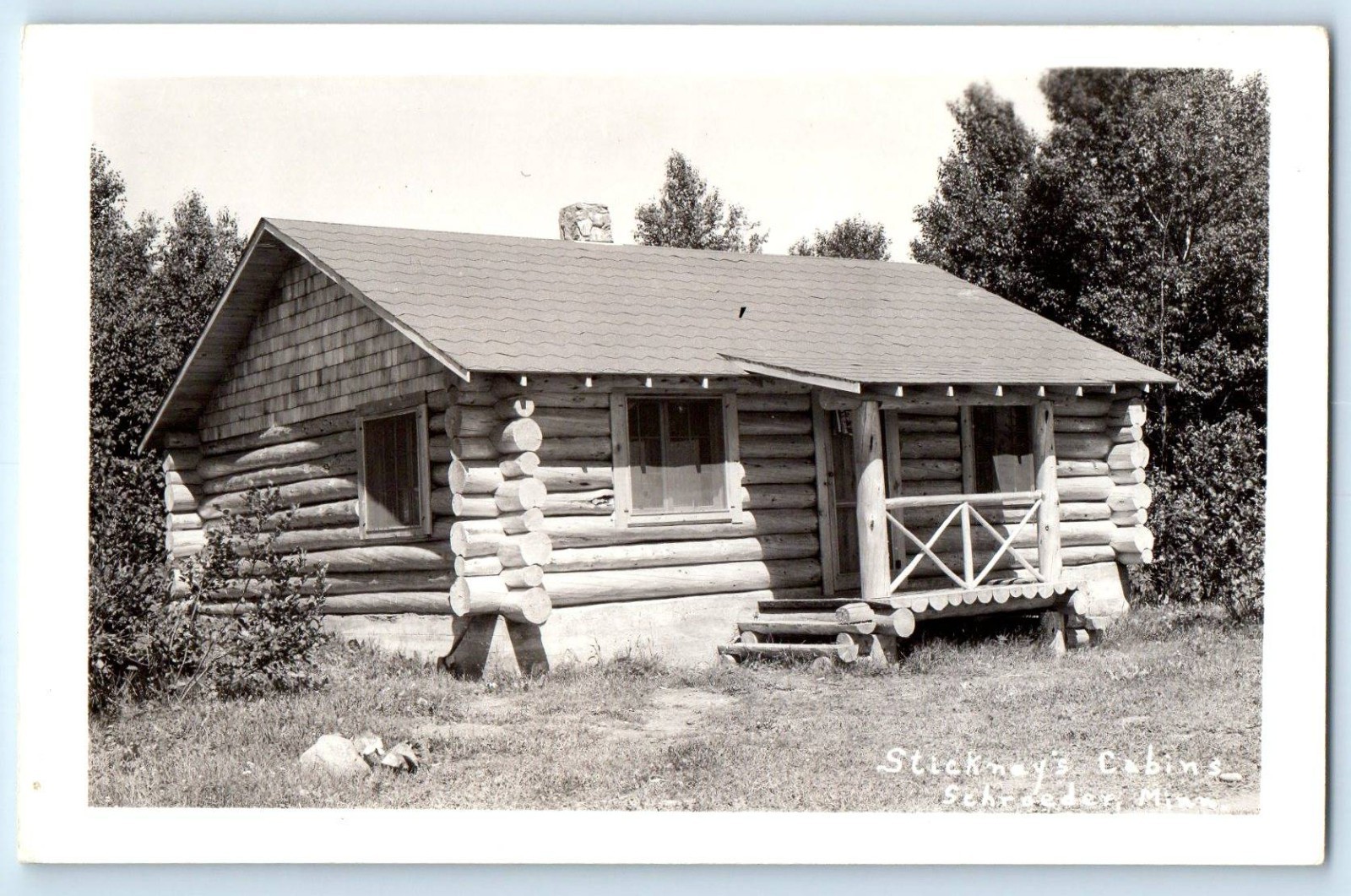 c1940's Stickney's Cabins Schroeder Minnesota MN RPPC Photo Vintage Postcard