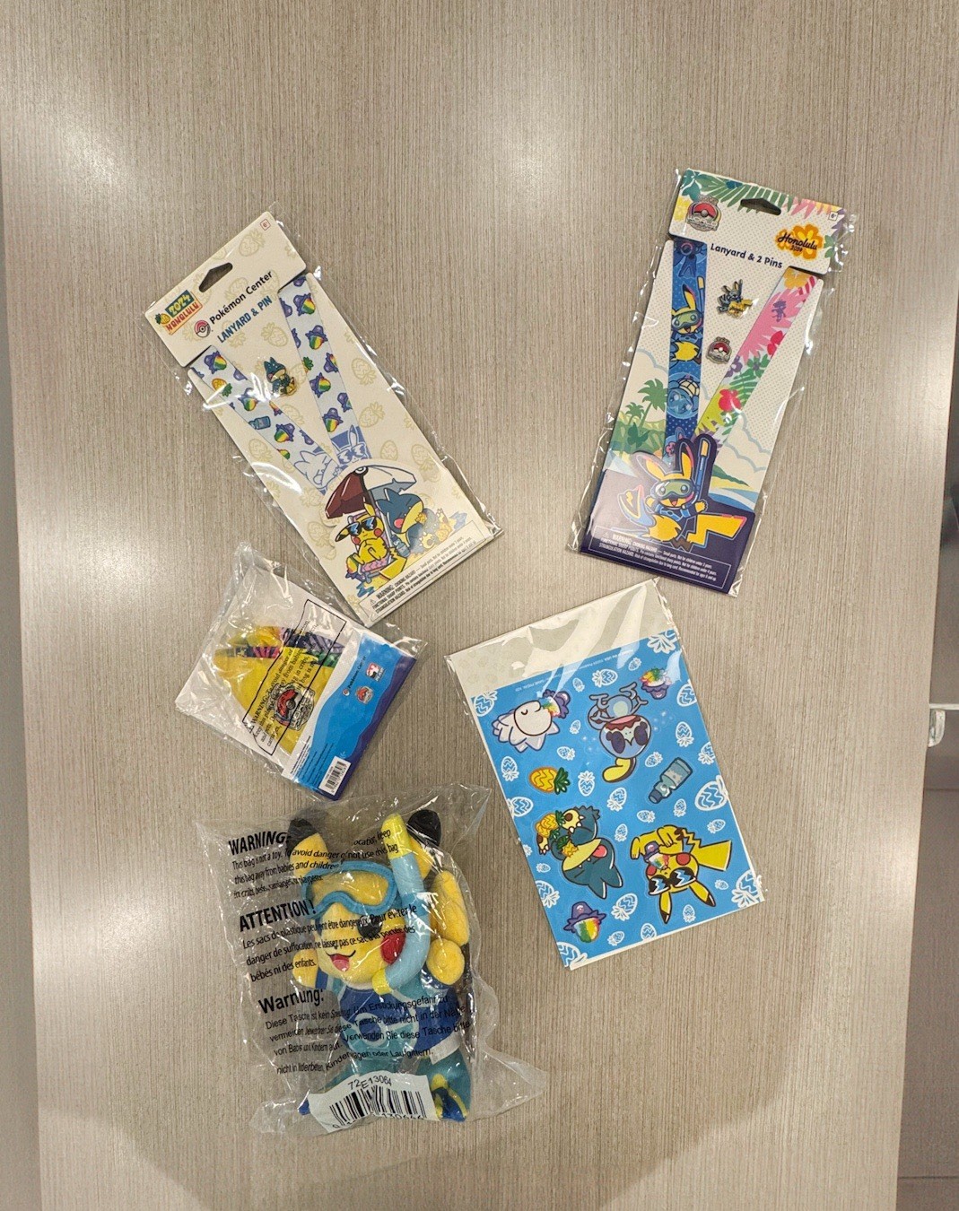 Hawaii 2024 Pokemon Worlds - Pikachu Plush, Stickers, Lanyard & Beach Ball
