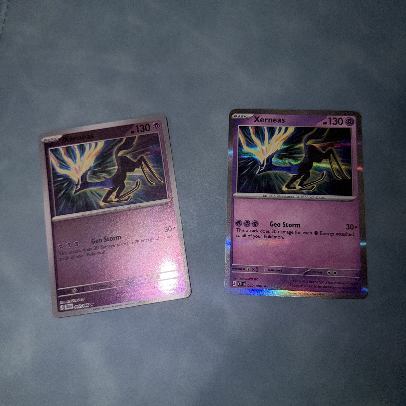 Reverse Holofoil and Holofoil Xerneas Pokémon Cards - Chaos Rising 042/086