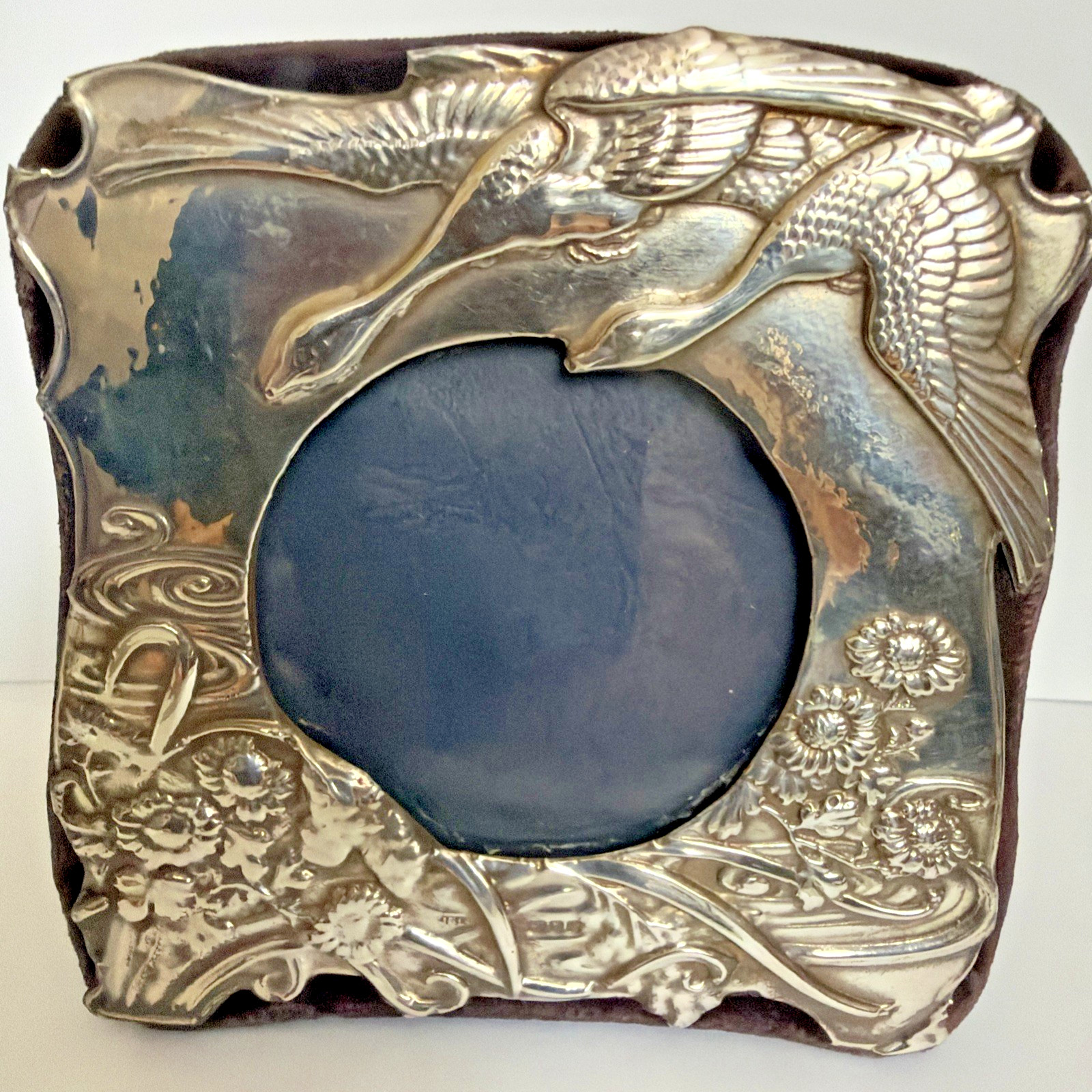Superb Sterling Silver Flying Geese Art Nouveau STYLE Photograph Frame h/m 1984