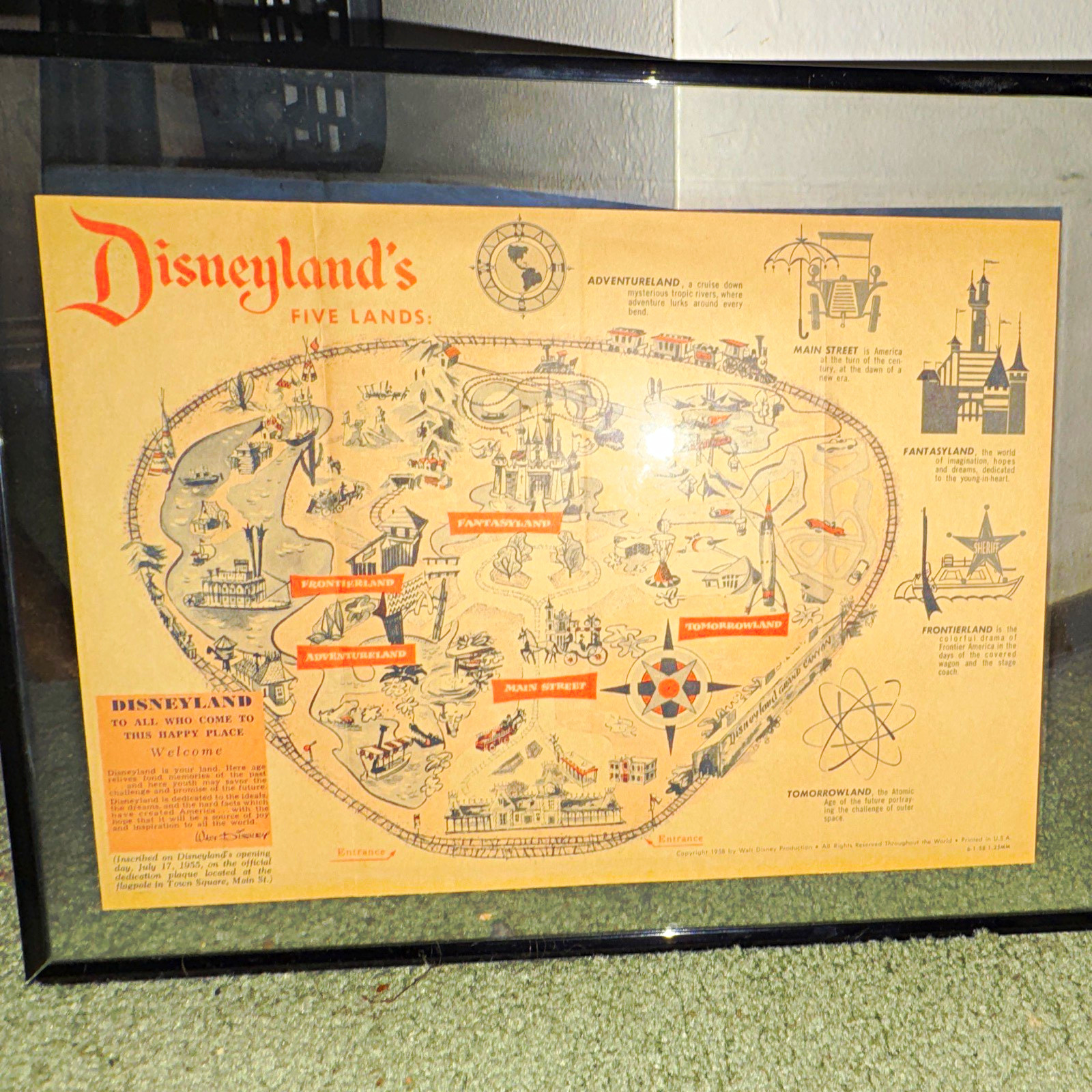 Disney Disneyland Vintage Souvenir Map Print \