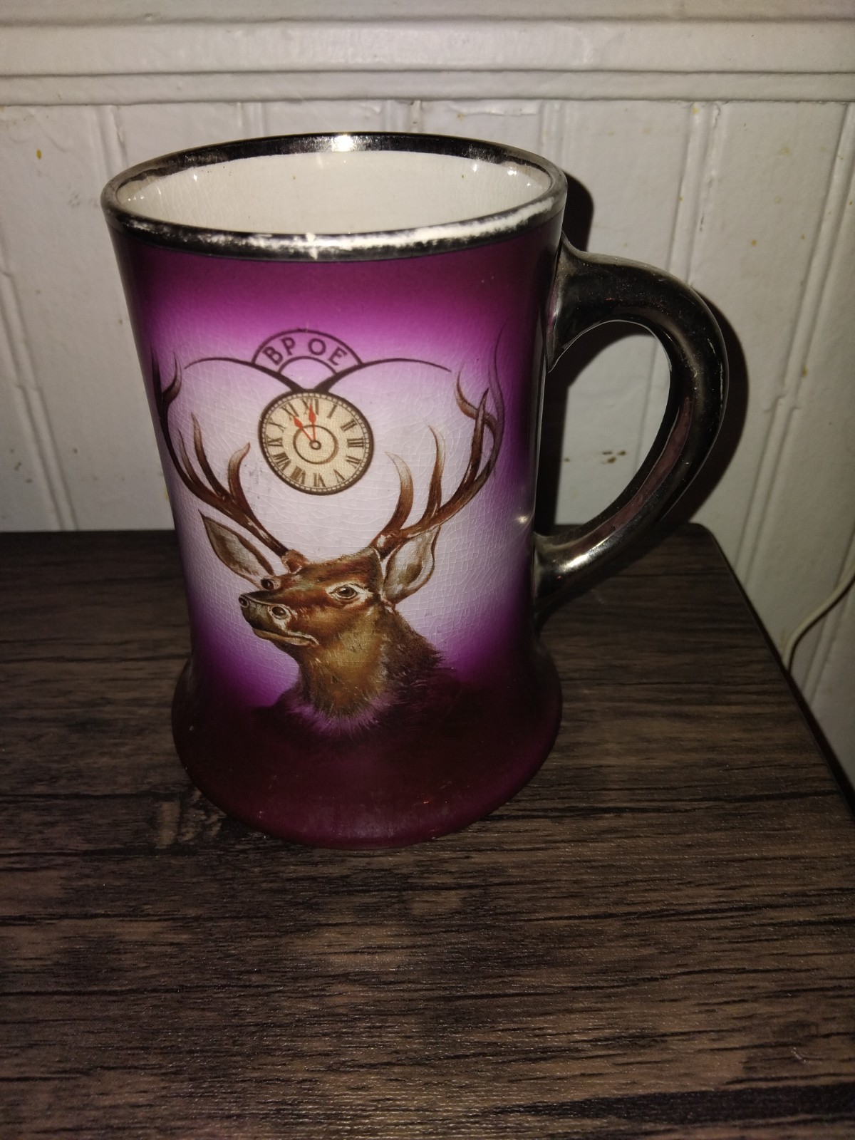 Antique BPOE Tankard/ Mug Purple And Silver