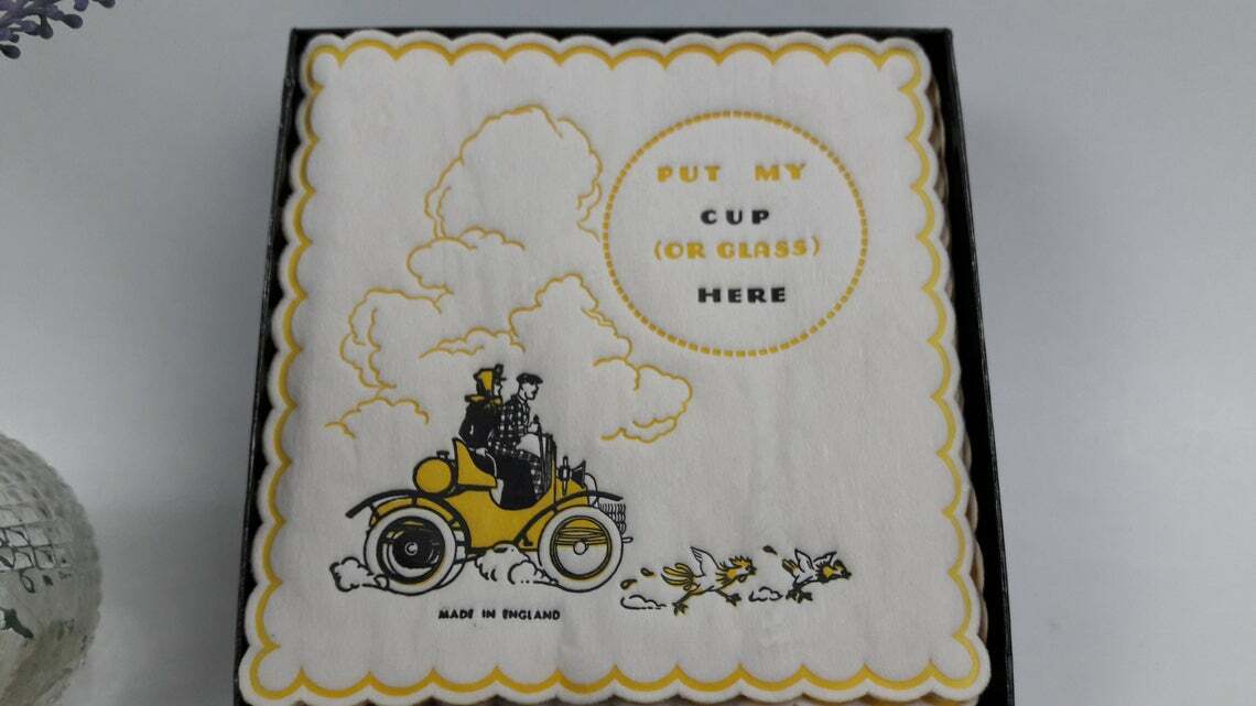 Vintage New 50s 60s Sandwichmats FREUND-MAYER made in England Paper Bar Coasters