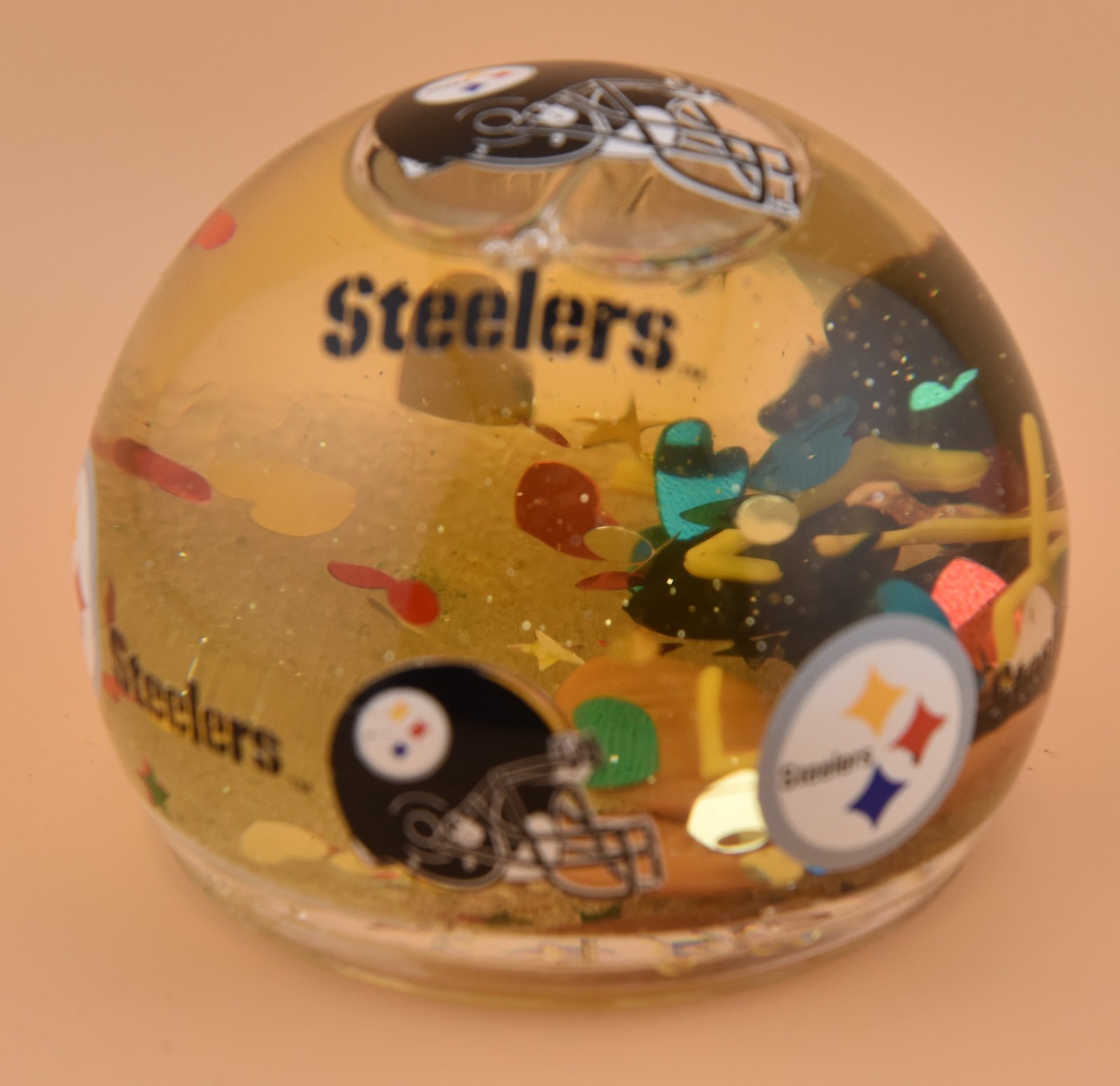 vintage Pittsburgh Steelers paperweight snow globe, made by Duck House