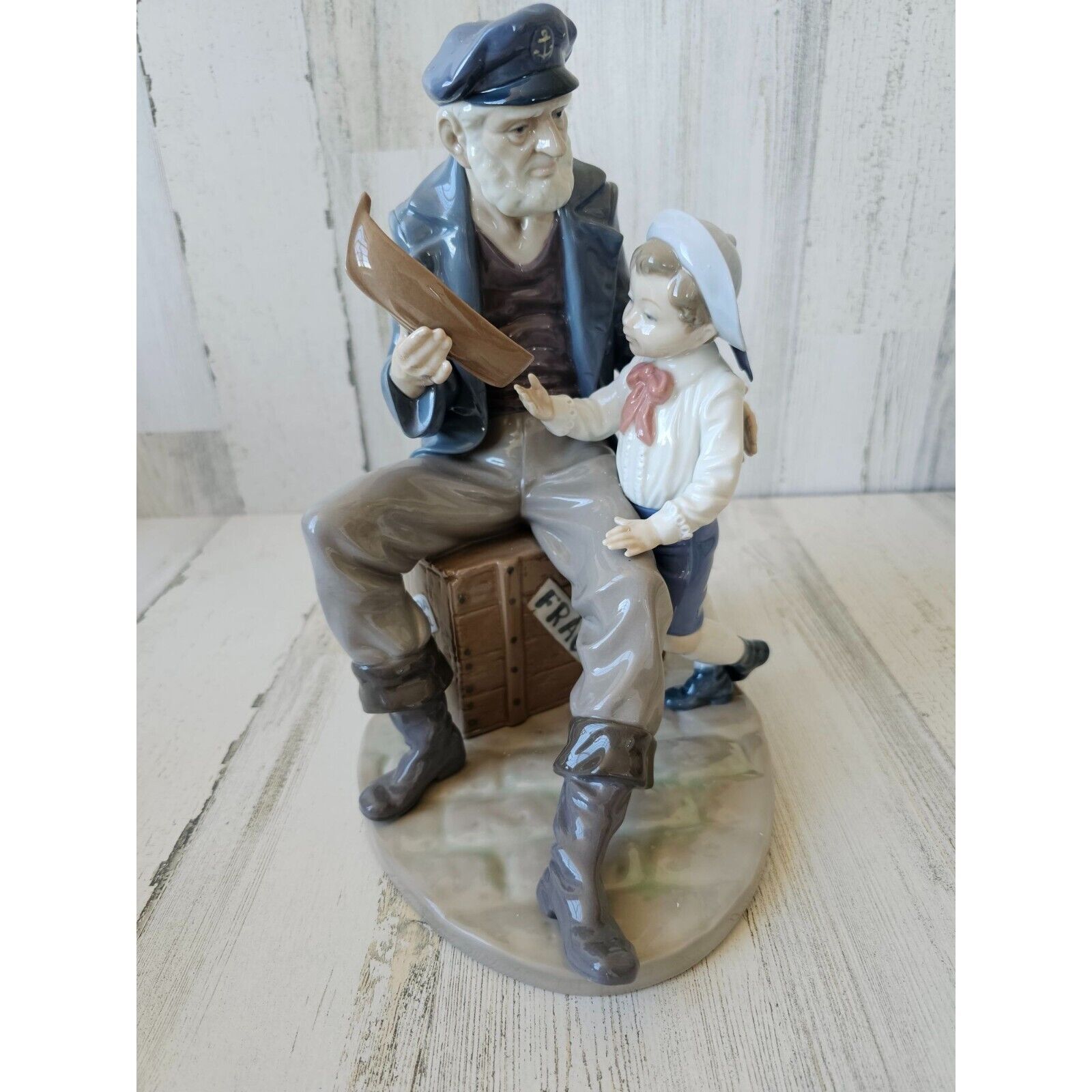 Lladro yarn tall Fisher boat boy sailor figurine statue