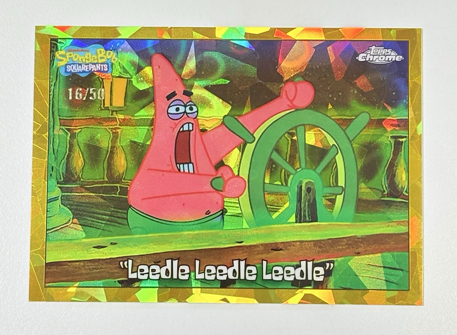 2025 Topps Chrome SpongeBob Sapphire Leedle Leedle Leedle /50 Gold #84