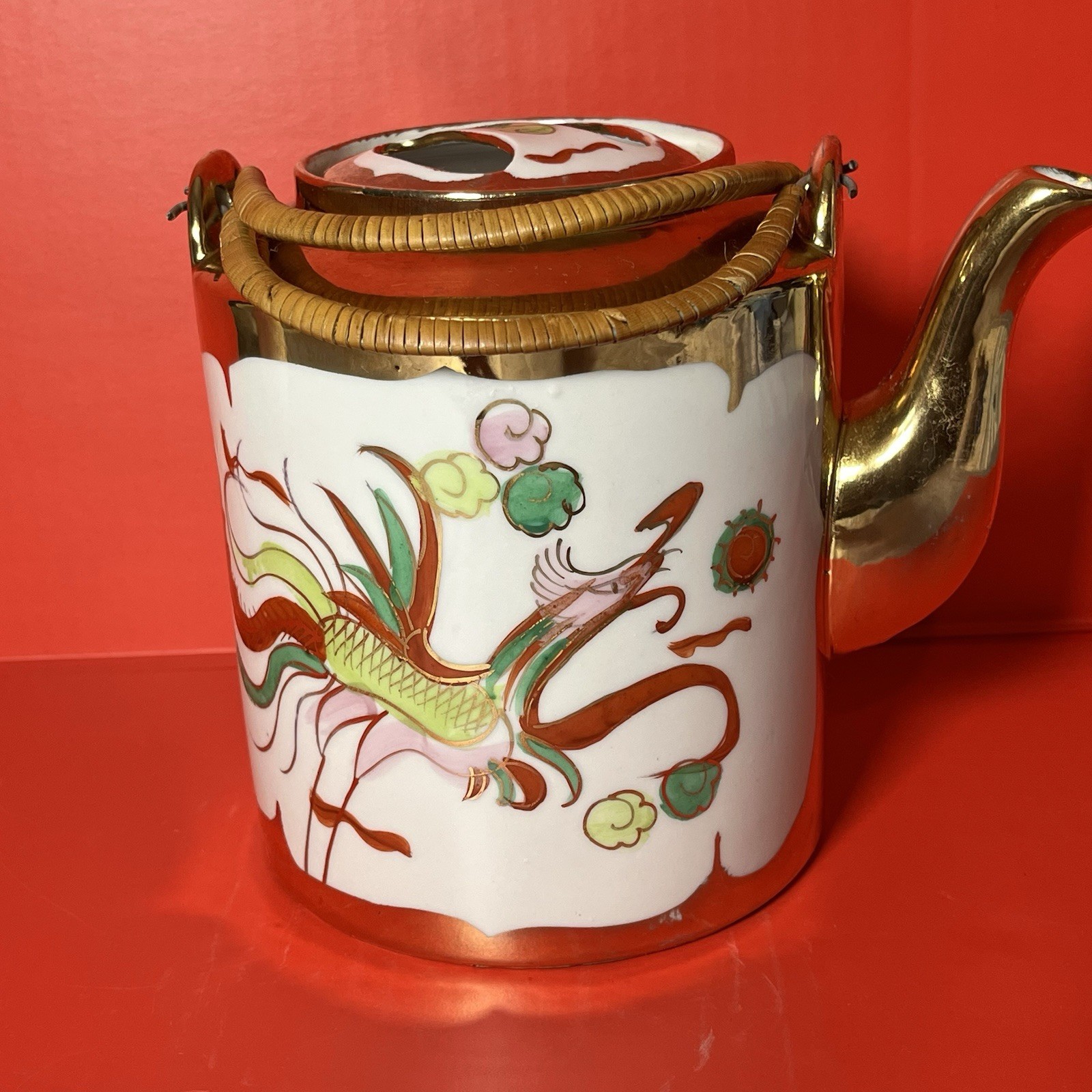 Vintage  A.c.F Japanese porcelain wear Phoenix bird Teapot With Lid