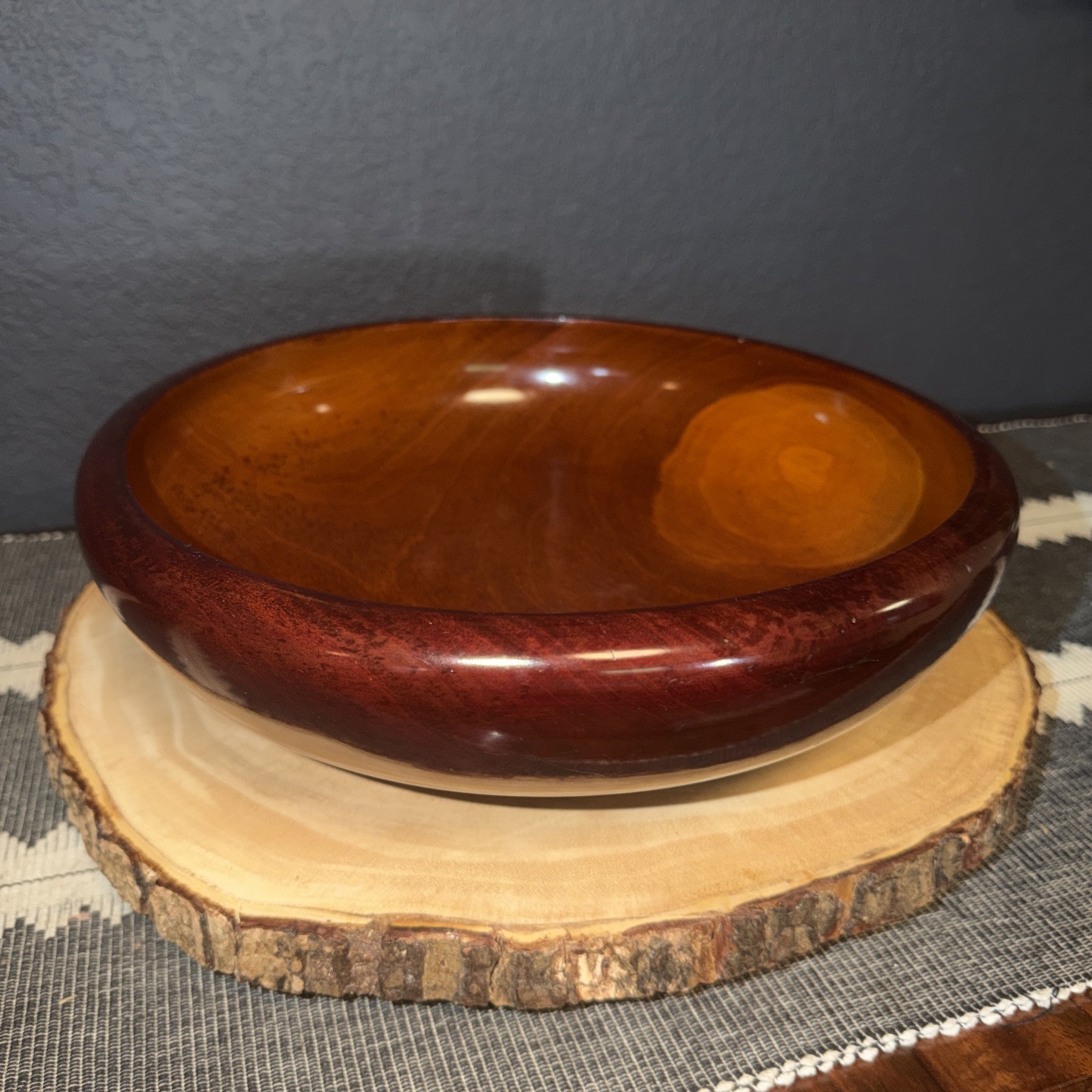 EUC Classic VTG Hand-Turned 12-Inch Tropical Hardwood Decorative Bowl STUNNING