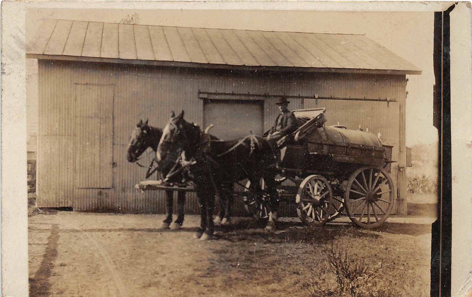 F61/ Geneva Ohio RPPC Postcard 1908 Occupational Wagon Horse Tank Barn F61/ Geneva Ohio RPPC Postcard 1908 Occupational Wagon Horse Tank Barn