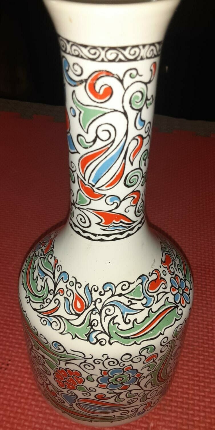 Vintage Metaxa Greek Liquor Porcelain Decanter Jar Vase Floral Design 