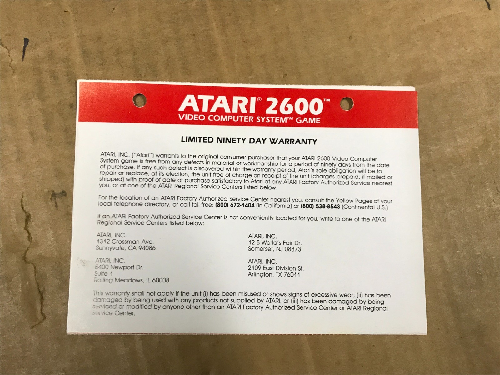 Vintage Atari 2600 Video Computer System Game - Warranty Booklet Vintage Atari 2600 Video Computer System Game - Warranty Booklet