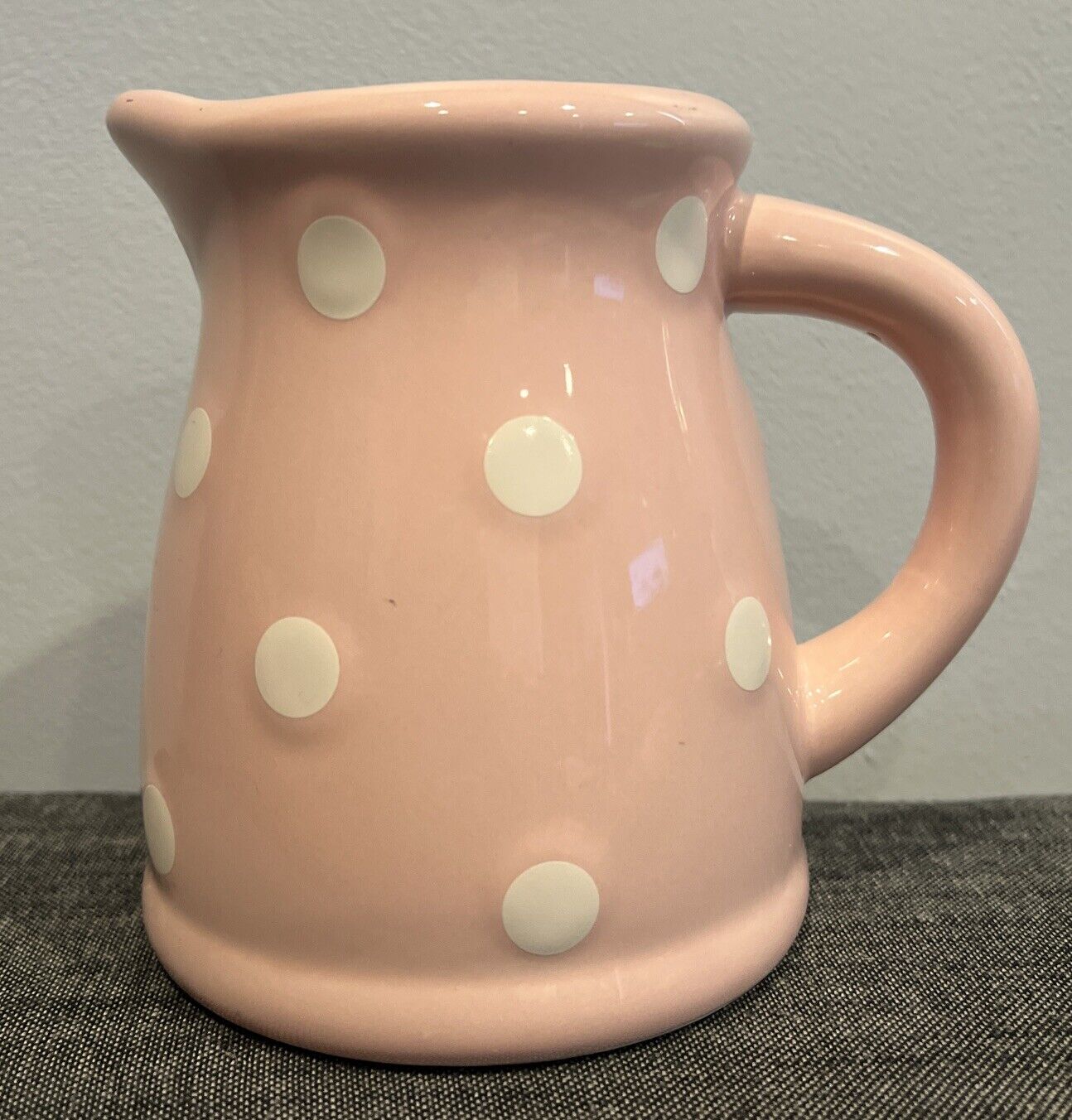 Terramoto Ceramics Pink & White Polka Dot 5” Mini Pitcher