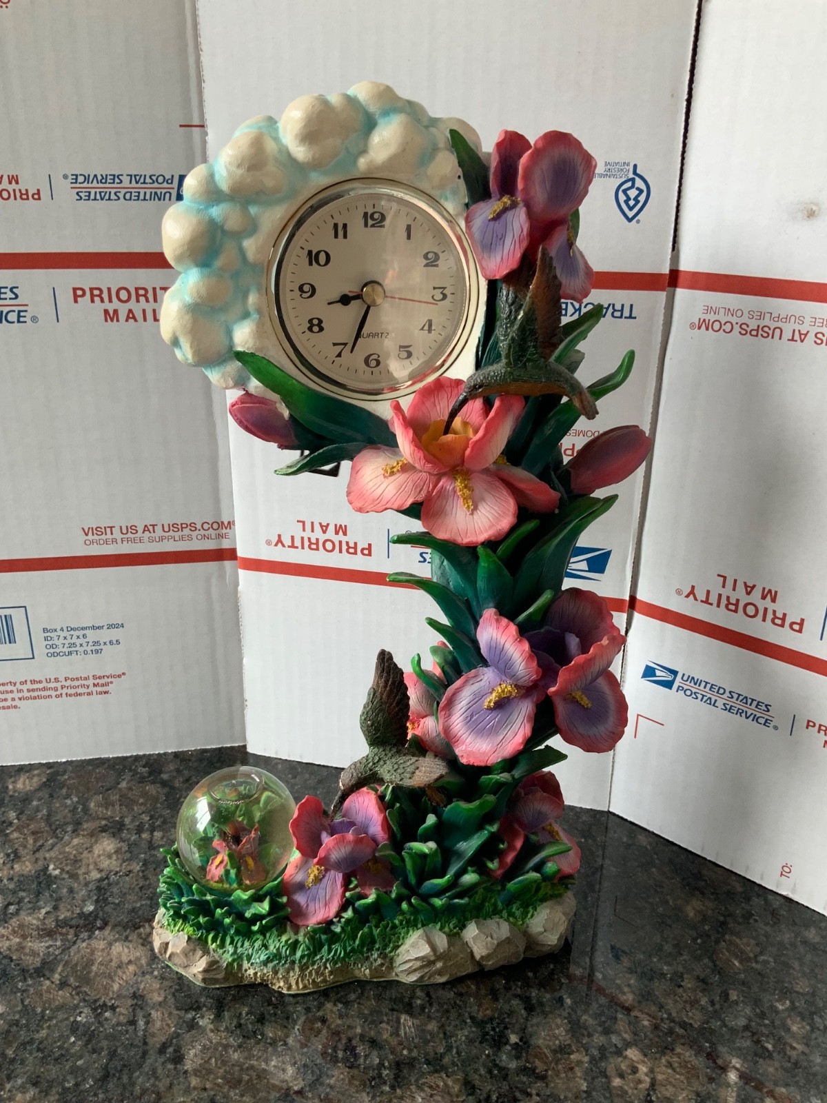 Cadona Hummingbird Clock ceramic worksnice detail VTG 1999