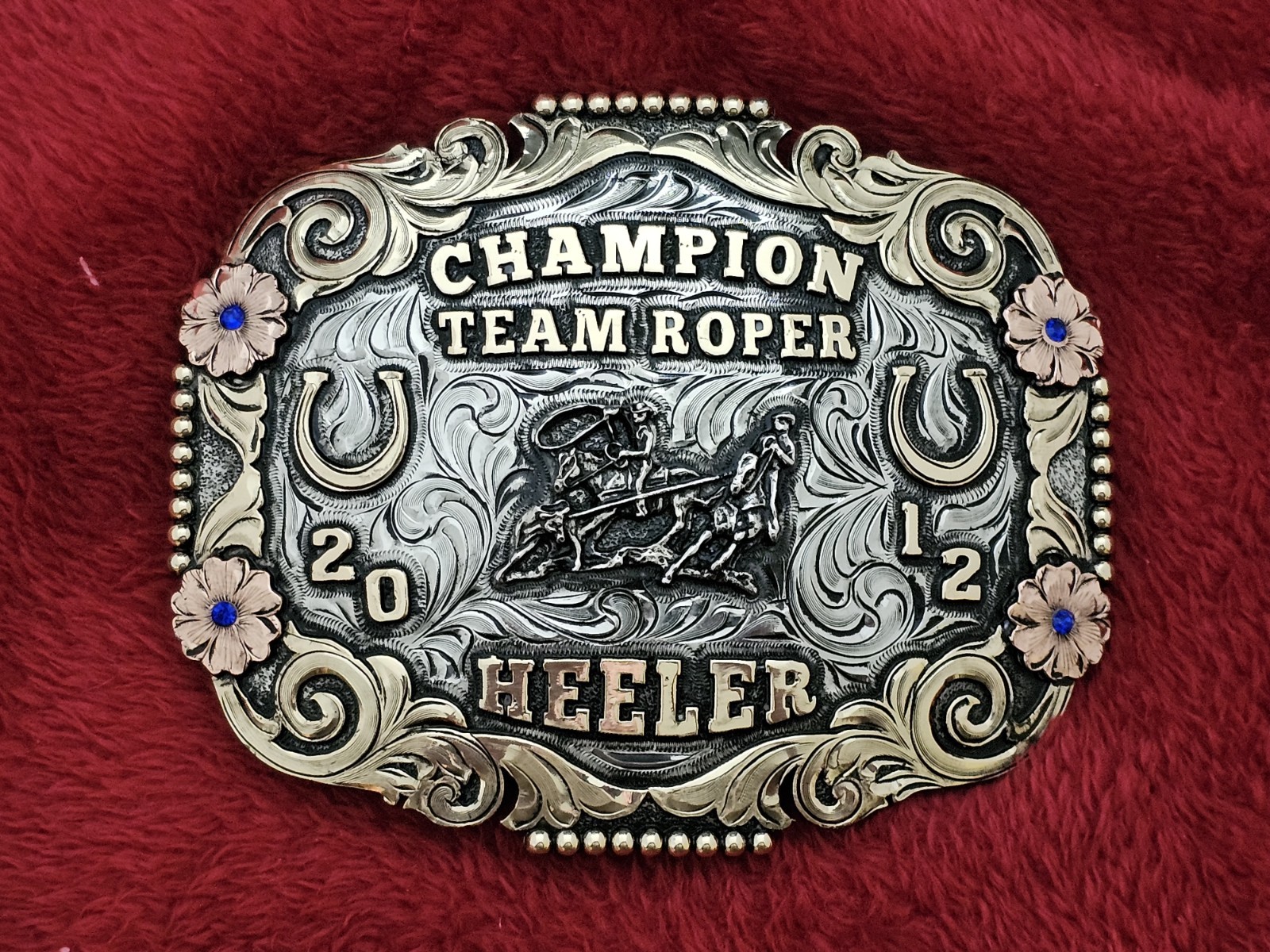 X~Treme ☆2012☆Team Roping Heeler☆RODEO CHAMPION TROPHY BUCKLE☆4x5 Size☆Rare☆286