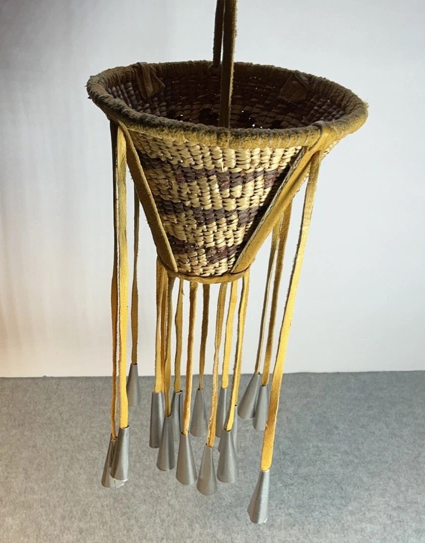 Vintage Southwestern Apache Mini Burden Basket Handwoven Wind Chime Vintage Southwestern Apache Mini Burden Basket Handwoven Wind Chime