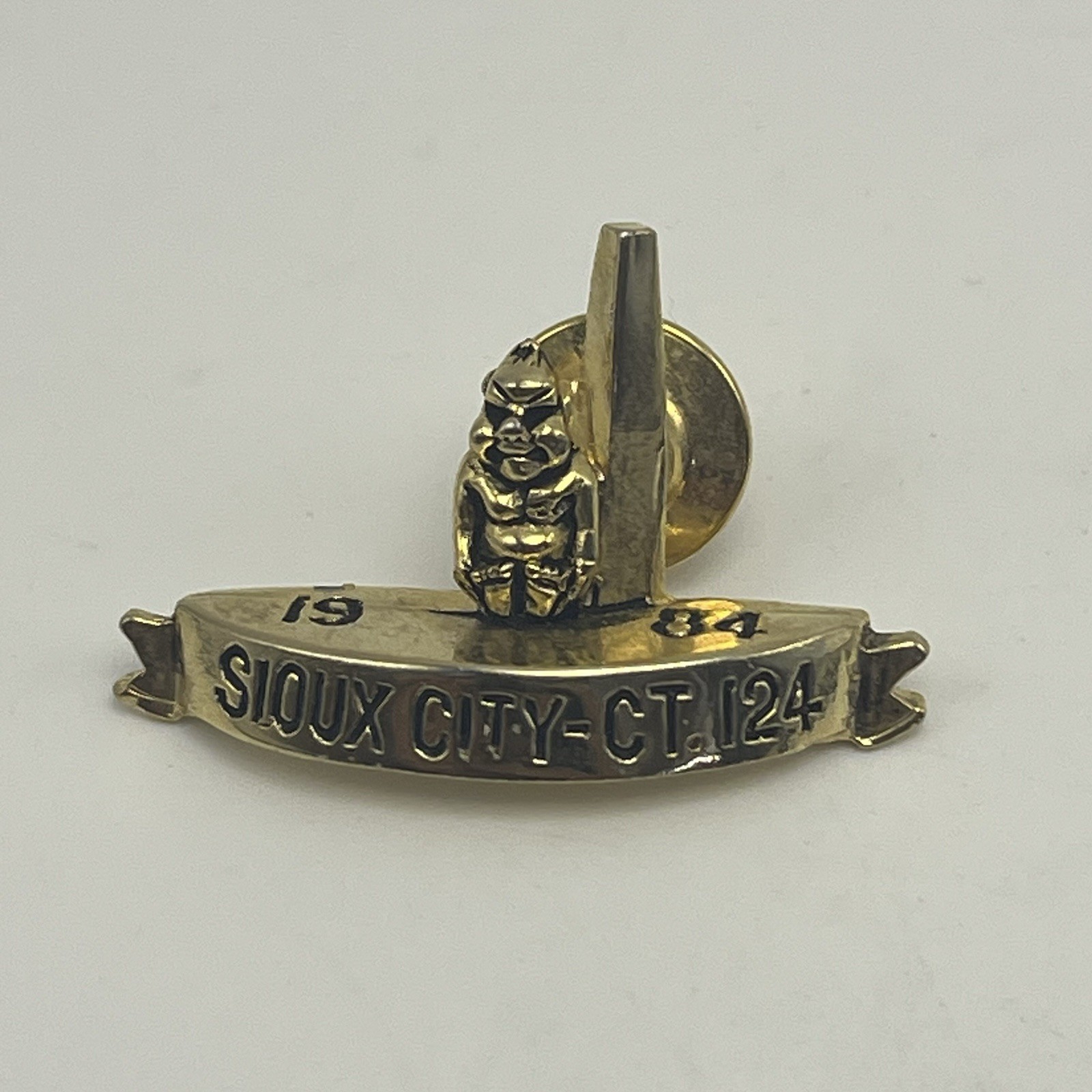 Vintage ROJ Sioux City Court 124 Billiken Obelisk Pin 