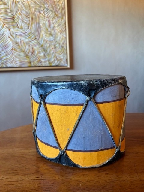 * FINE ANTIQUE NATIVE AMERICAN NAVAJO COCHITI  PAINTED DRUM
