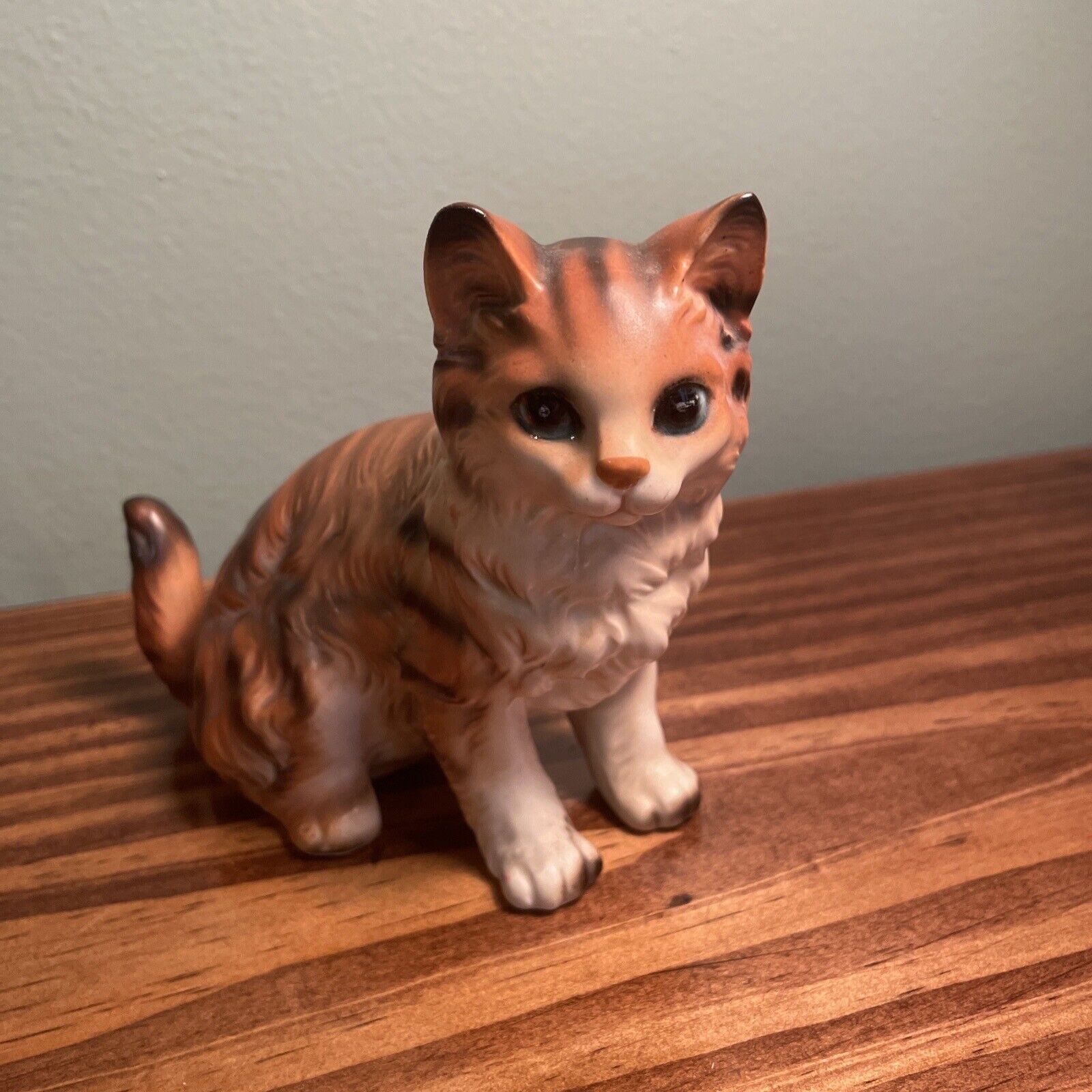 Lefton H-6364 Cat Figurine Orange Tabby 5” Vintage