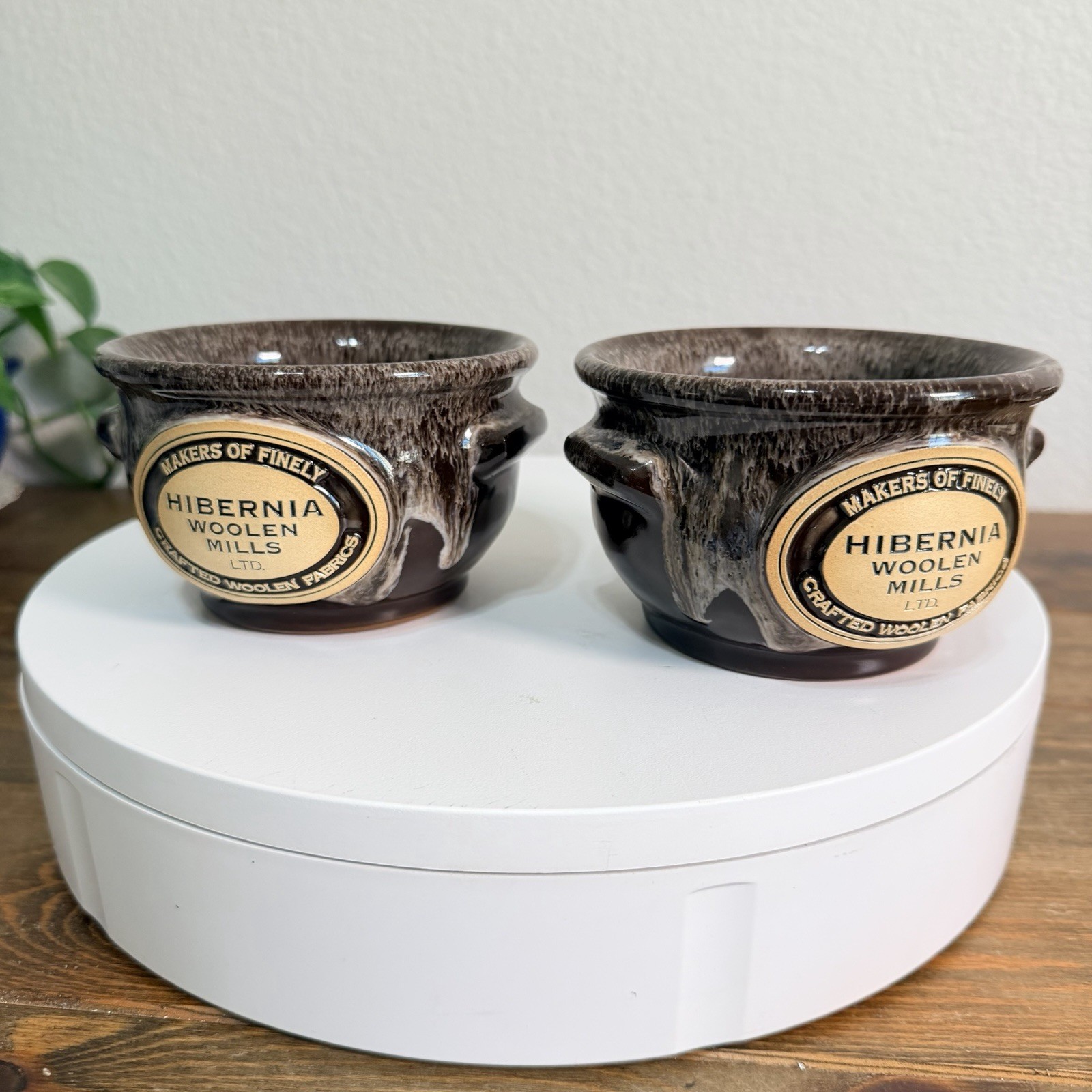 Deneen Pottery “ Hibernian Woolen” BOWL SOUP CROCK Brown Drip Glaze Set 2