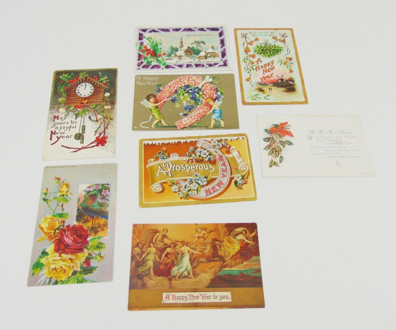 8 - Vintage Antique Victorian POSTCARDS New Years 