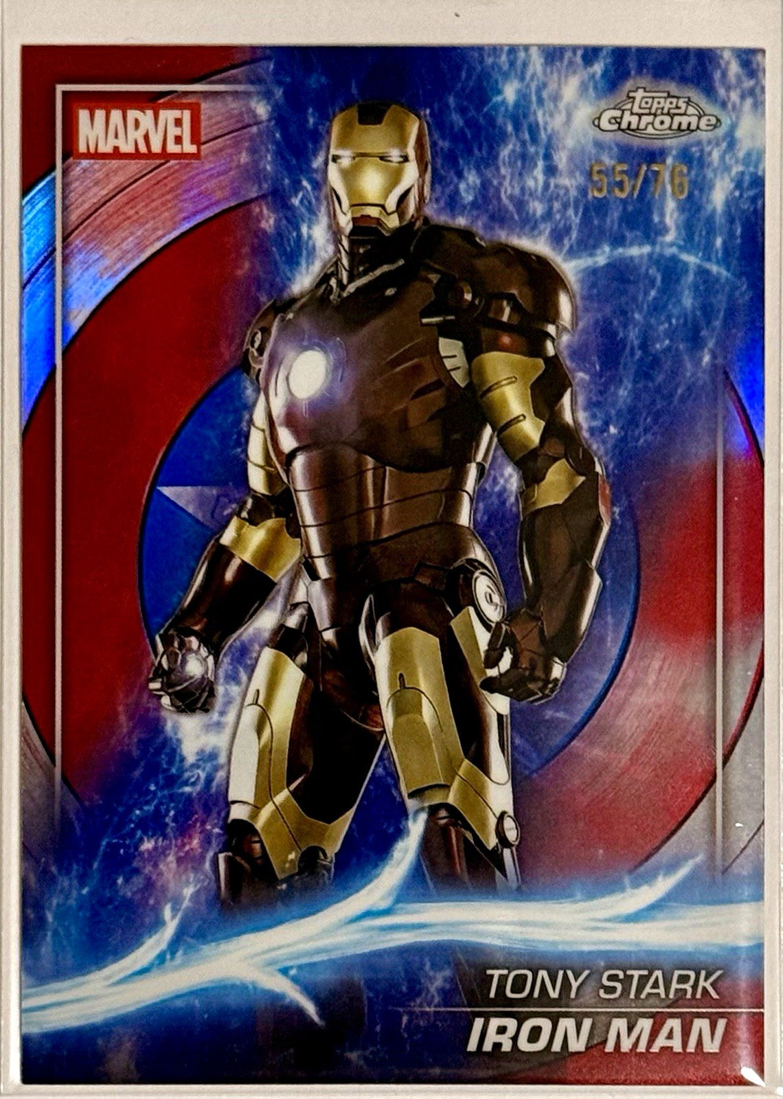 Topps 2025 Topps Chrome Marvel Phase One #1 Iron Man Tony Stark 55/76