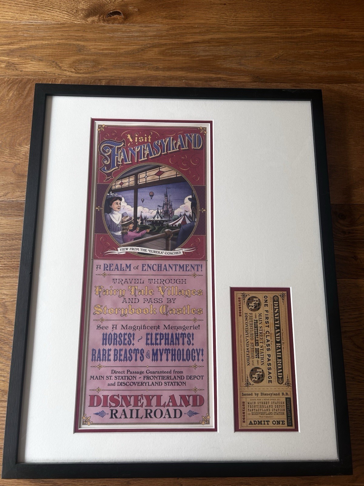 Disneyland Paris Railroad Attraction Poster Print + Ticket Mounted 40x50cm 2018 