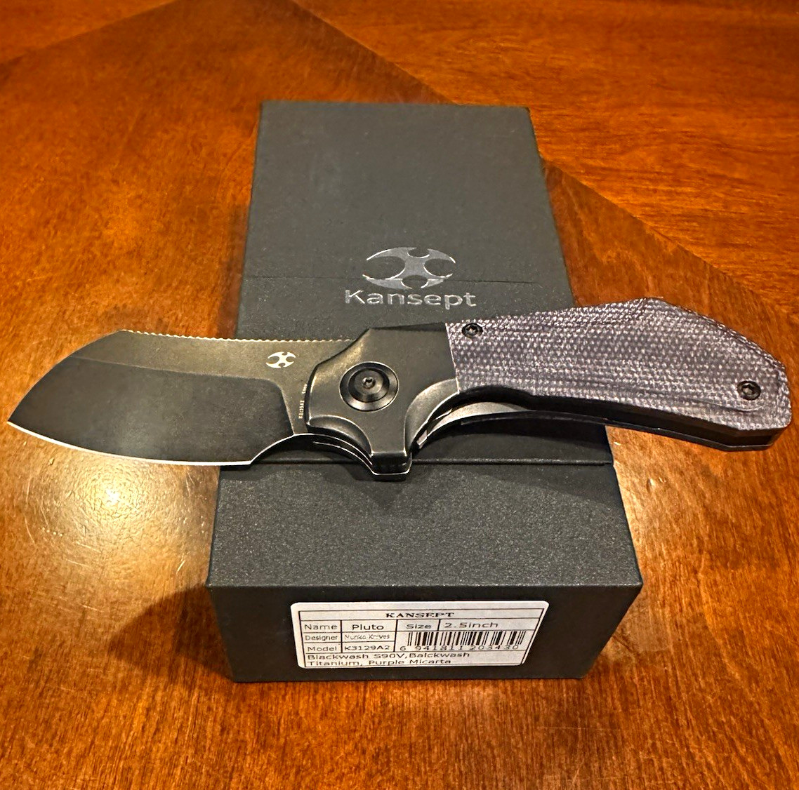 Kansept Pluto K3129A2 Blackwash S90V Titanium/Purple Micarta Pocketknife