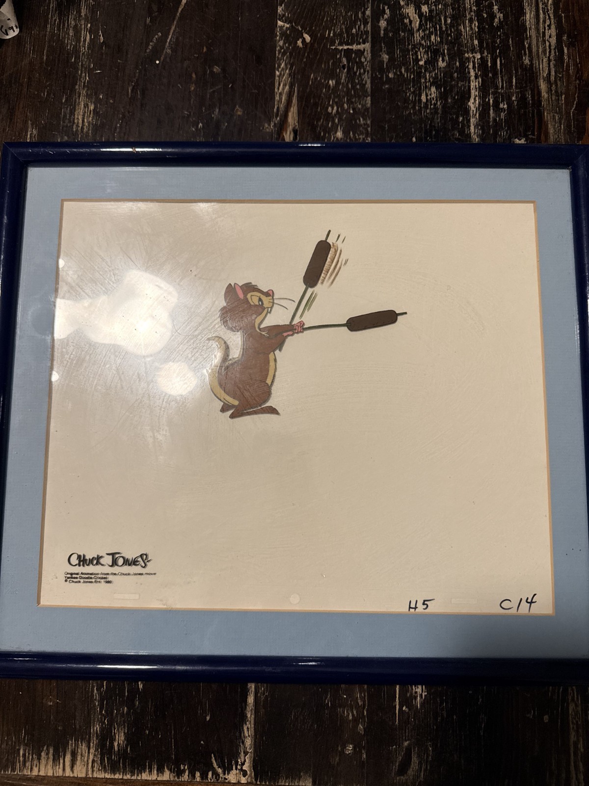 2x Original Chuck Jones 1975 Production Animation Cels Framed - Yankee Doodle Cr