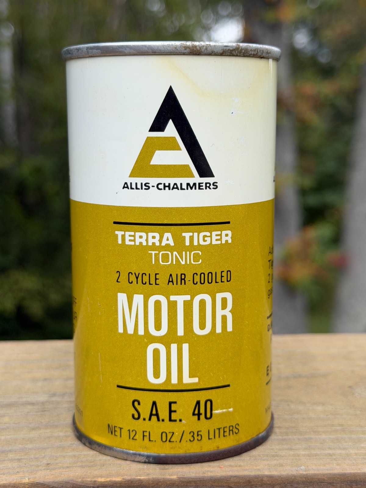 RARE Vintage ALLIS CHALMERS 12oz 2 Cycle Motor Oil Can...Full Terra Tiger Tonic RARE Vintage ALLIS CHALMERS 12oz 2 Cycle Motor Oil Can...Full Terra Tiger Tonic