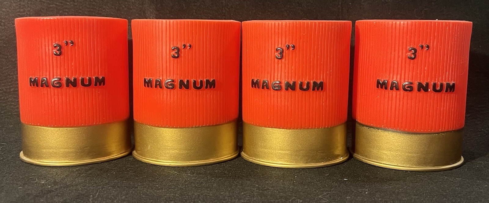 River’s Edge 3” Magnum Red Shotgun Shell Rubber Can Koozie-Set Of 4