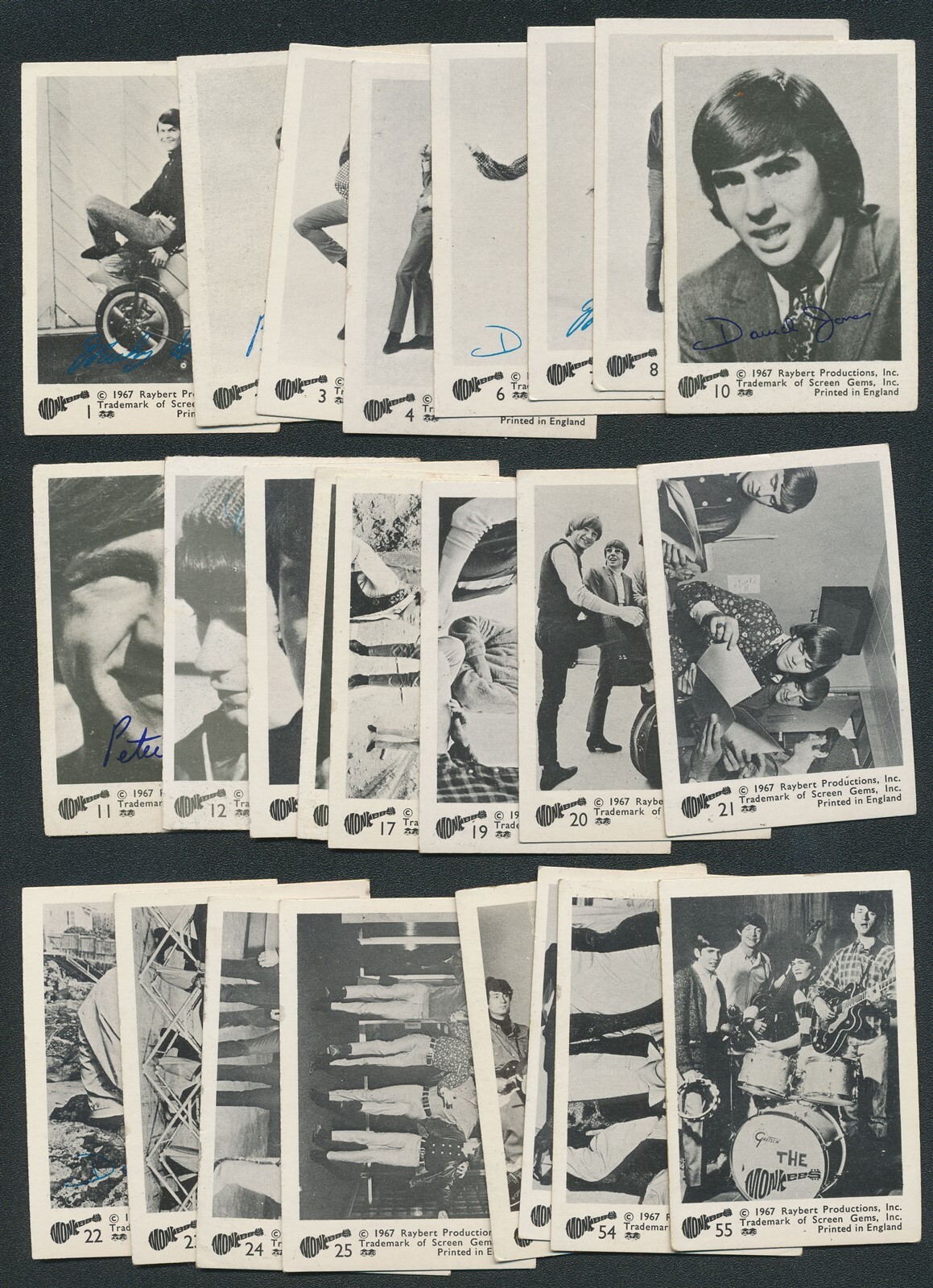 (24) 1967 A&BC THE MONKEES BLACK & WHITE CARDS ENGLAND VG/VG-EX 1/2 of the SET