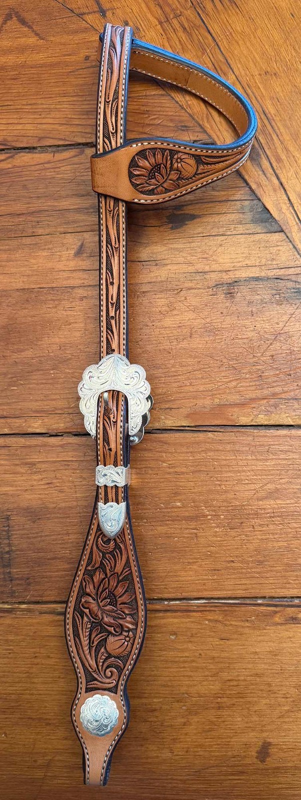 EXQUISITE Hand Carved SLIDING EAR HEADSTALL By Tony Pedrini  Cowboy Vaquero