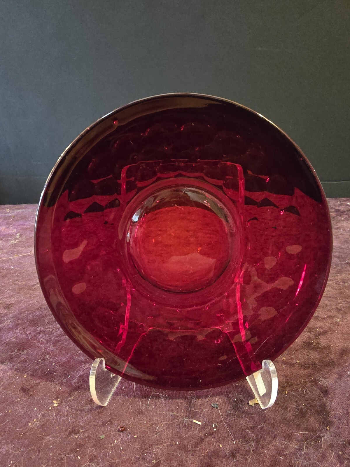 Fenton Georgian Ruby Glass Saucer Red (honeycomb) Pattern 5 3/4\