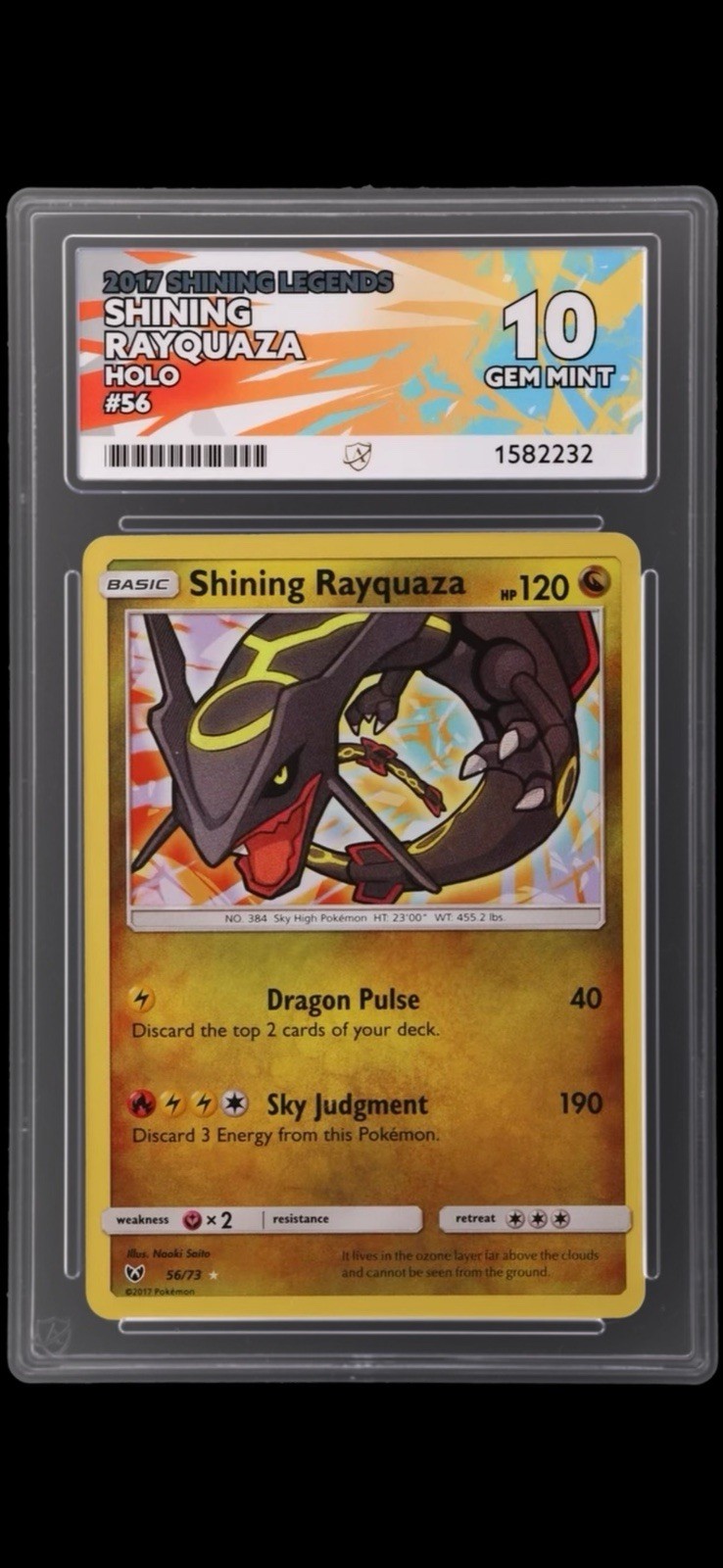 2017 Pokemon Shining Legends Shining Rayquaza Holo #56 ACE 10 QUAD 10 PRISTINE 