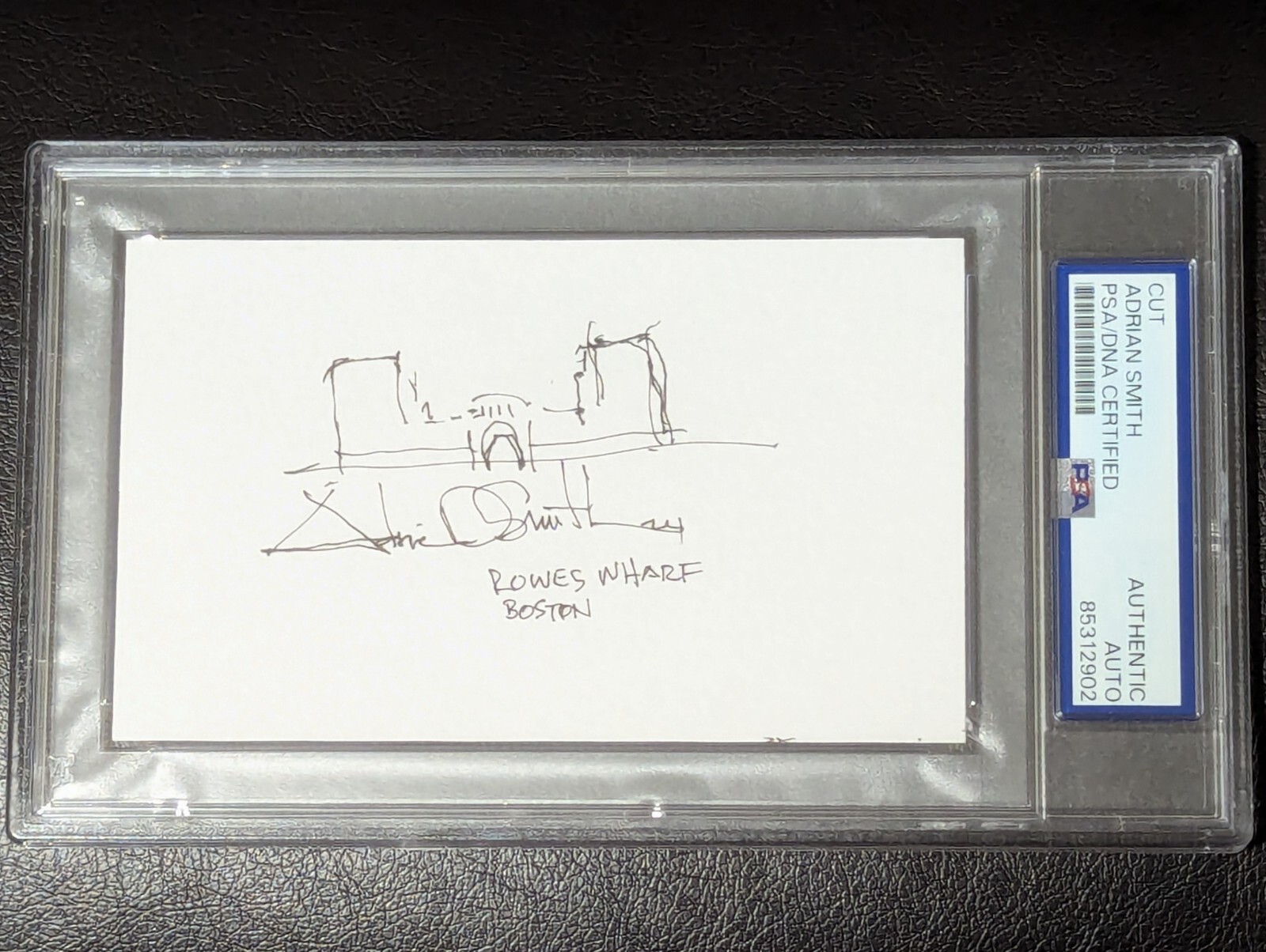 Adrian Smith Autograph Signed PSA DNA  Hand Drawn Sketch Rowe\'s Wharf Boston 