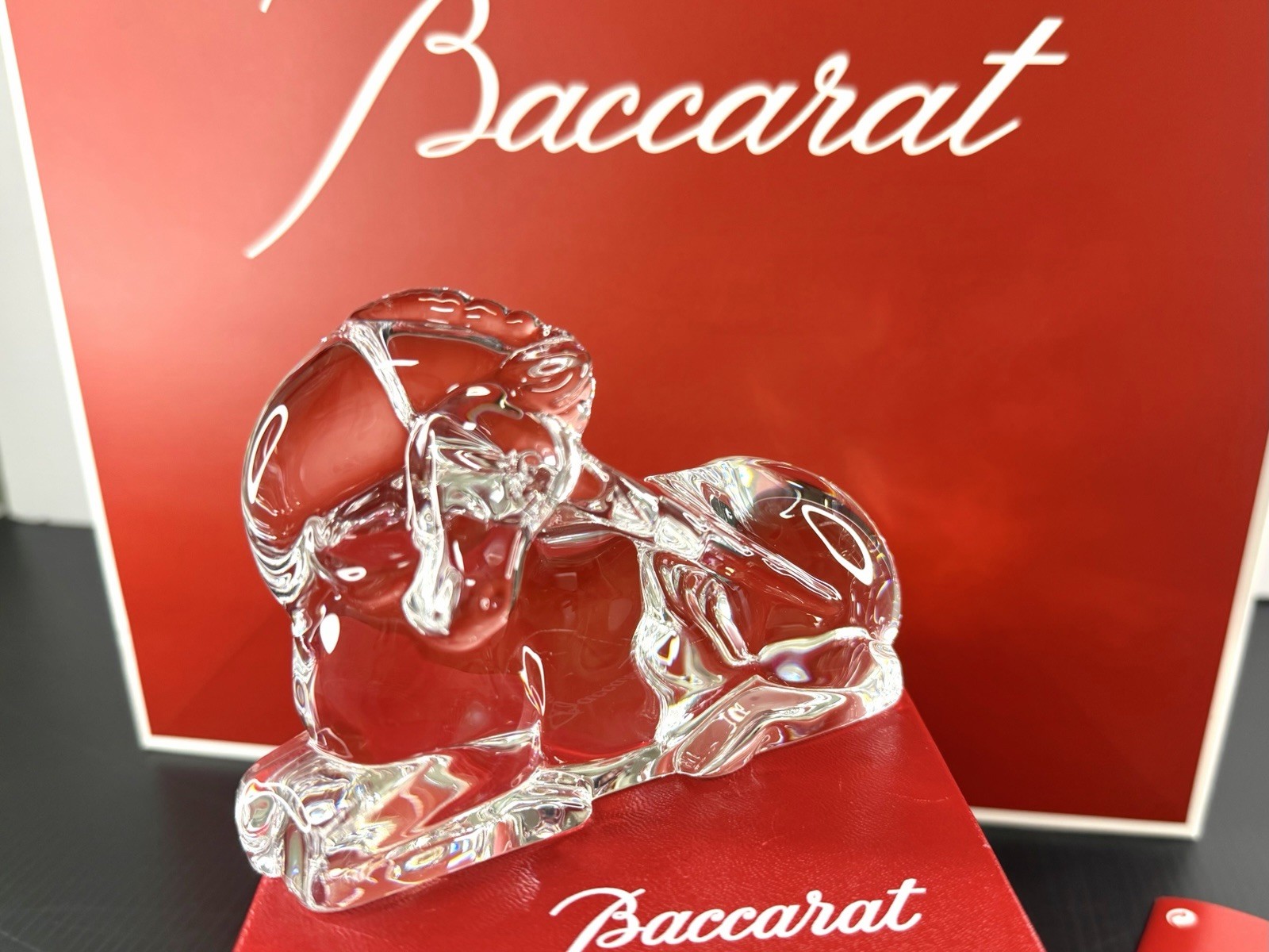 Vintage Baccarat Crystal Unicorn Figurine Signed French Lead Crystal Paperweight