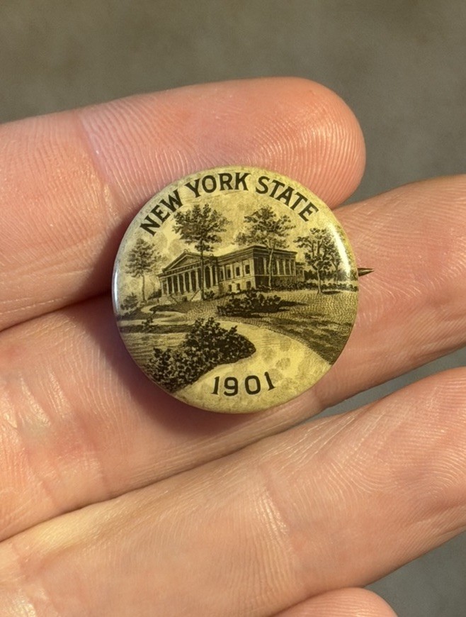 🔥Vintage 1901 New York State Badge Button Pin Pinback Whitehead + Hoag VHTF