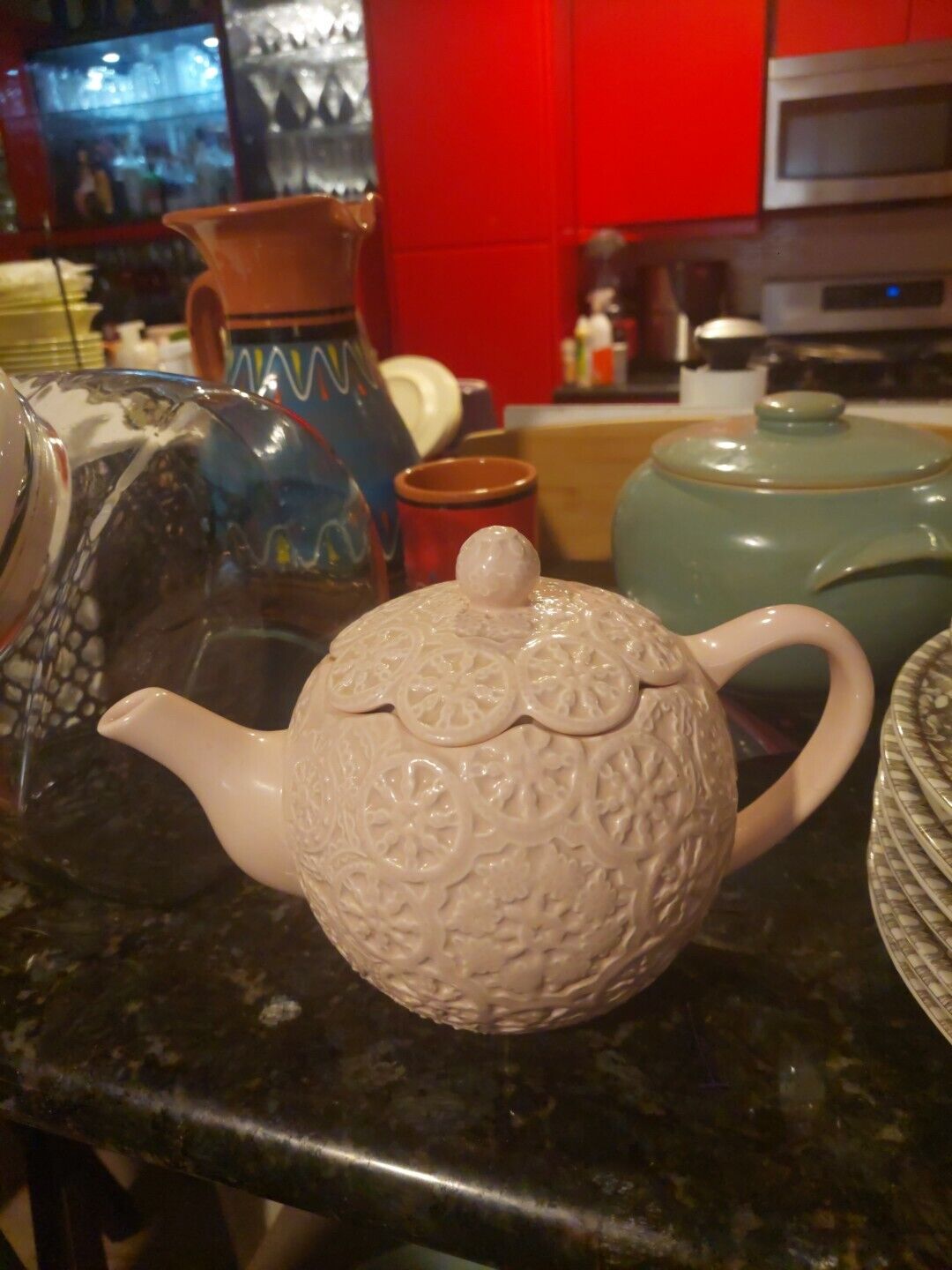 pink ceramic teapot