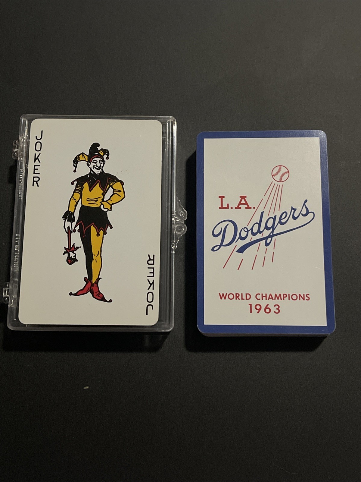 1963 LA Dodgers WORLD CHAMPIONS playing cards POKER - BONUS VINTAGE BUTTON PIN 1963 LA Dodgers WORLD CHAMPIONS playing cards POKER - BONUS VINTAGE BUTTON PIN