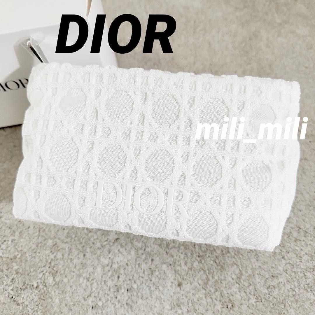 Dior/White Canary Cosmetics Pouch Novelty Dior Towel Fabric Rare Luxury Designer
