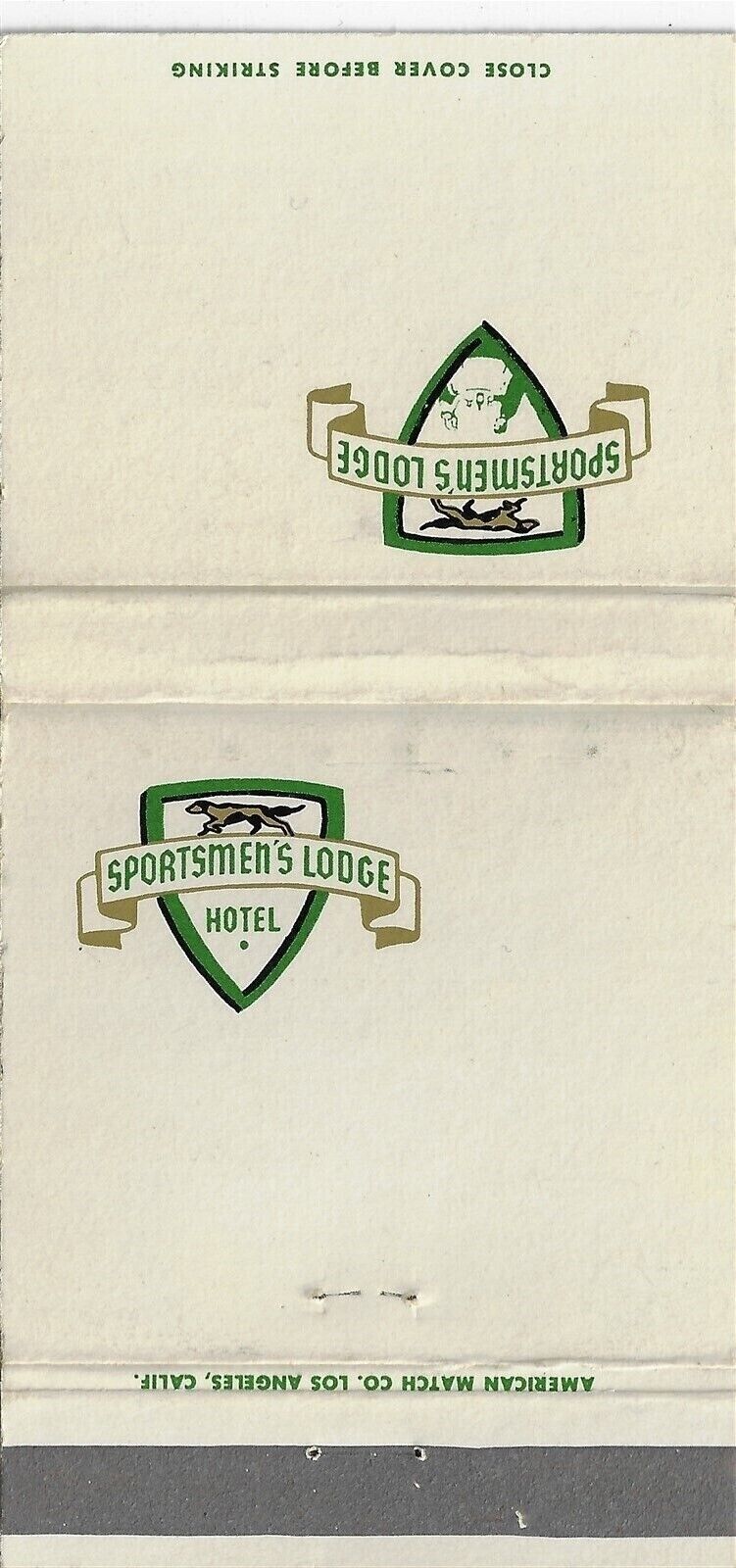FS 30S Matchcover Sportsman's Lodge Hotel North Hollywood CA FS Empty Matchcover